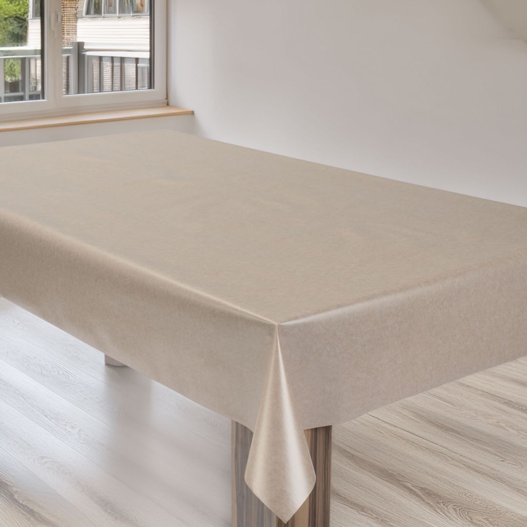 laro Tischdecke Wachstuchtischdecke Uni Cremebeige PVC Eckig – Bild 4 von 5