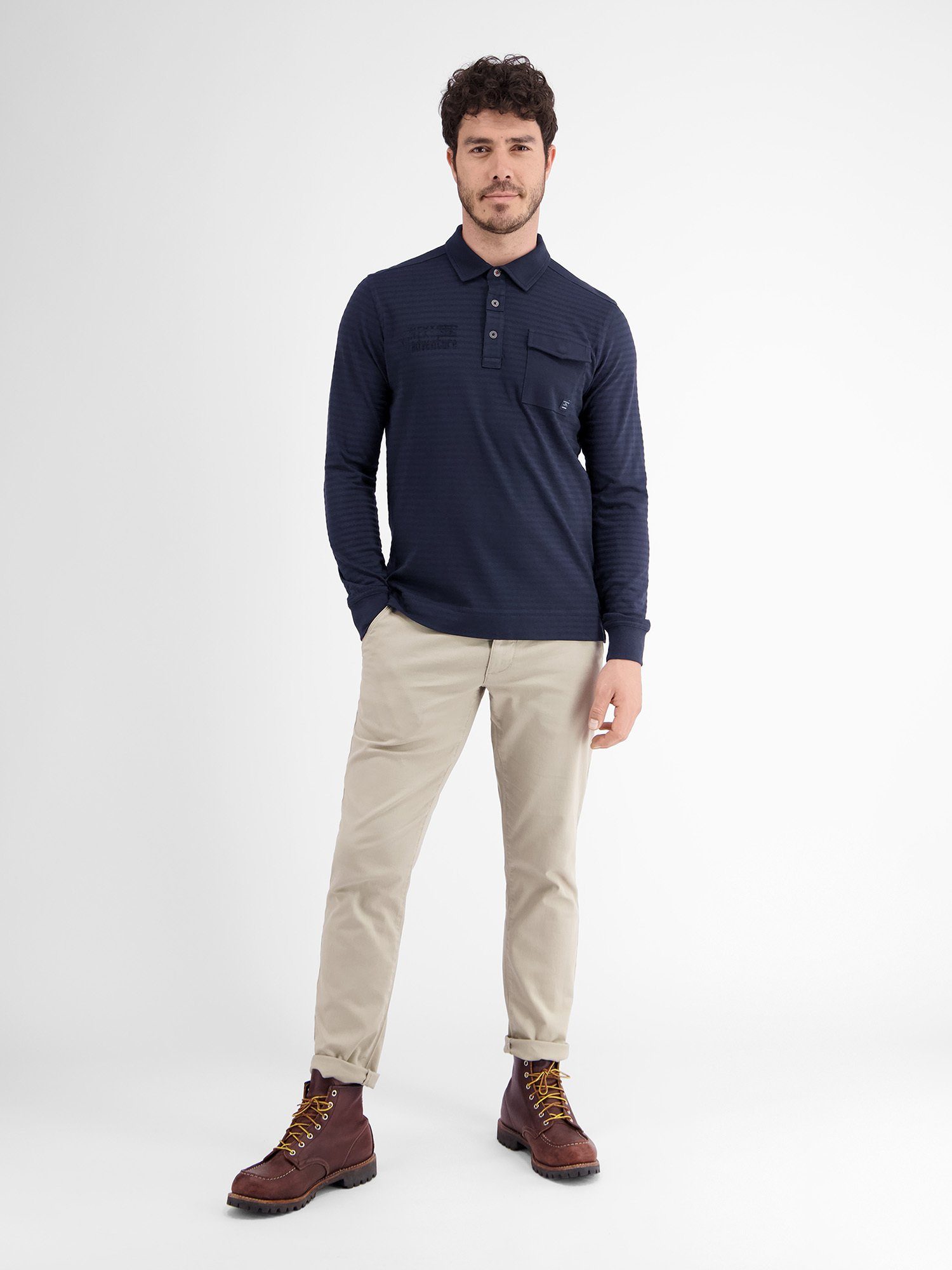 LERROS Langarm-Poloshirt Longsleeve-Polo, gestreift