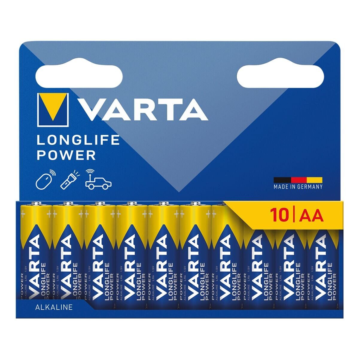 VARTA LONGLIFE Power Batterie, (10 St), AA, mit langer Lebensdauer