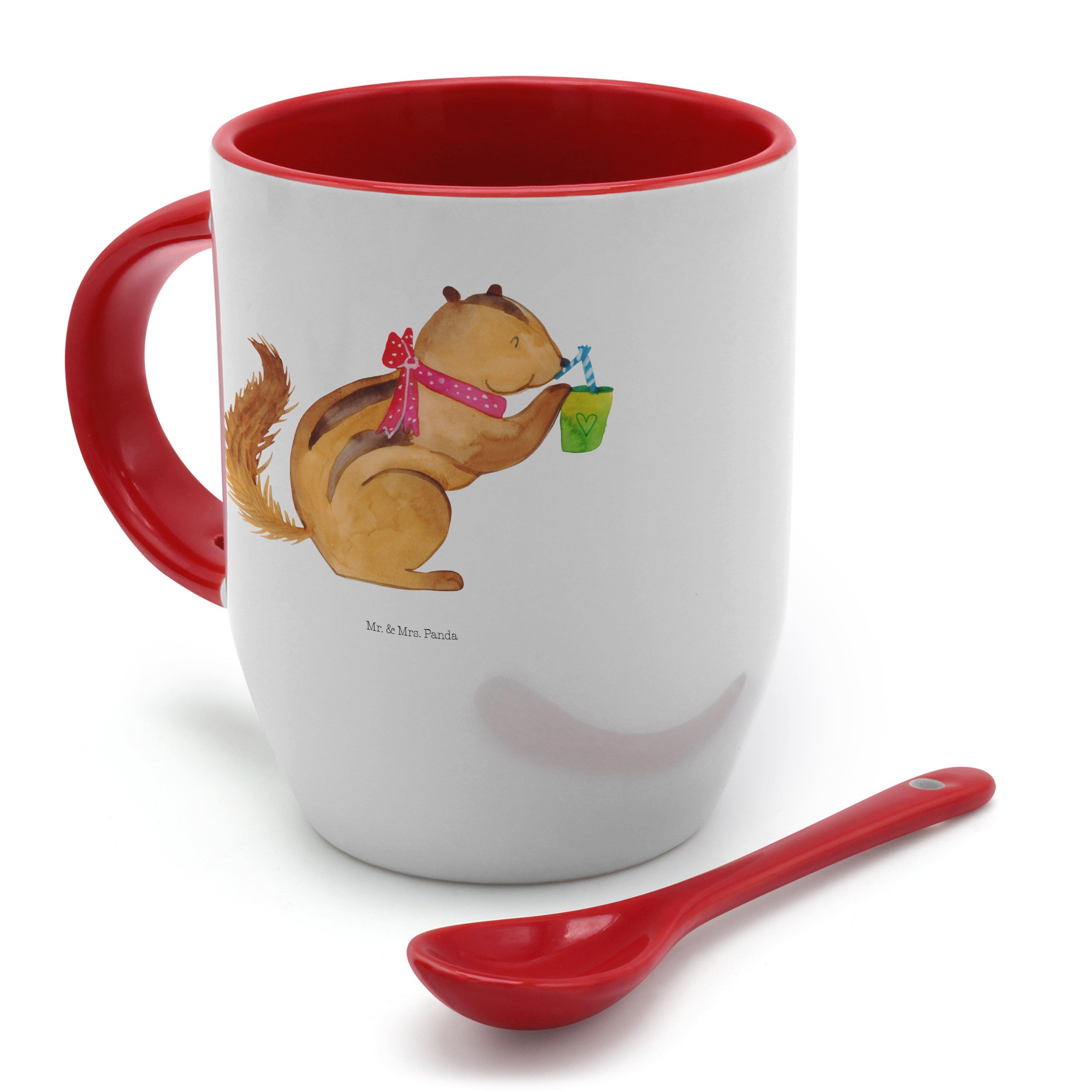 - Kaff, Spruch, Mrs. Mr. mit Smoothie Tasse Geschenk, Weiß Diät, & Panda Keramik Tasse - Eichhörnchen