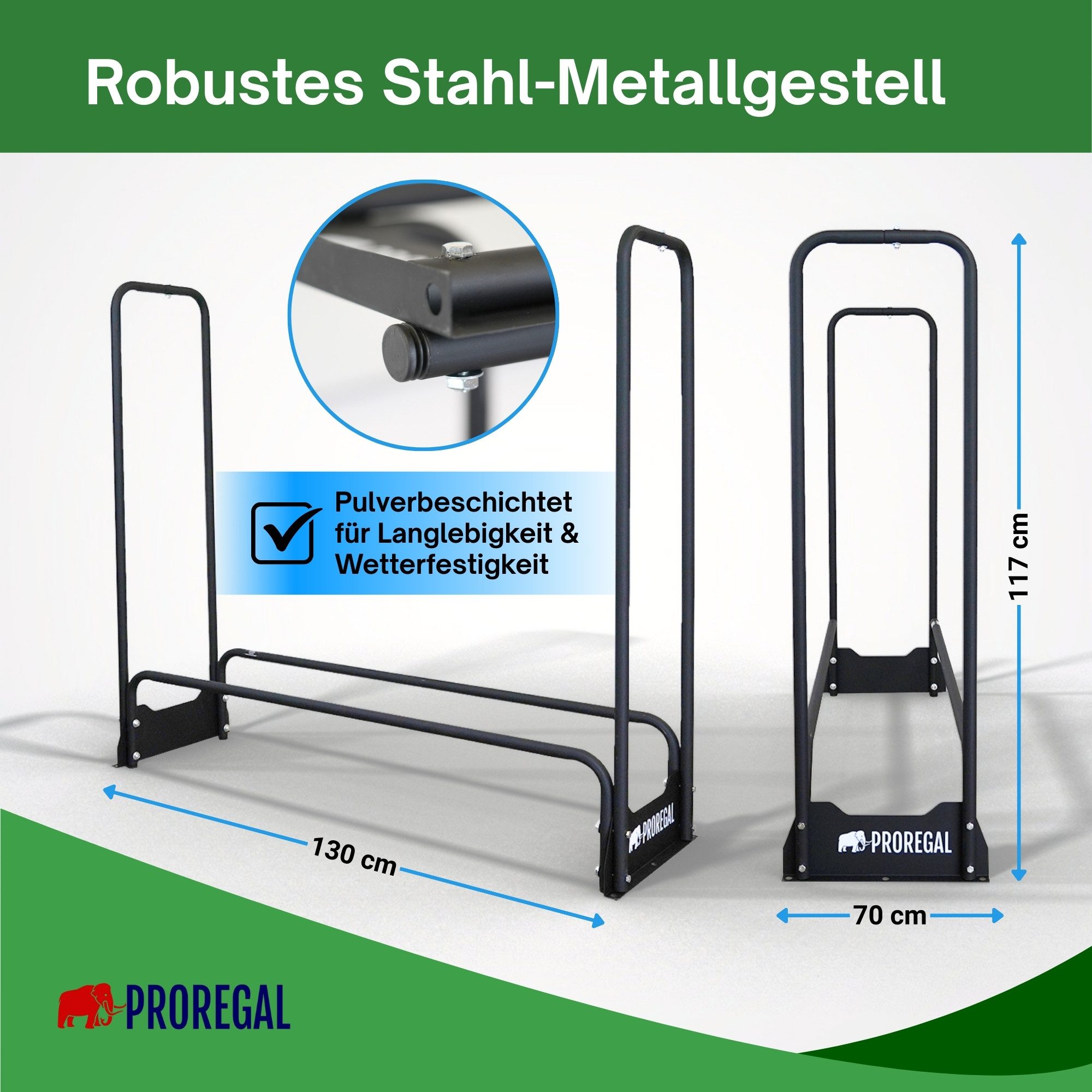 PROREGAL® Kaminholzregal Kaminholzregal für außen, BxTxH:130x36x130 cm, Wetterfester Holzunterstand Kaminholzlager Brennholzregal – Bild 4 von 5