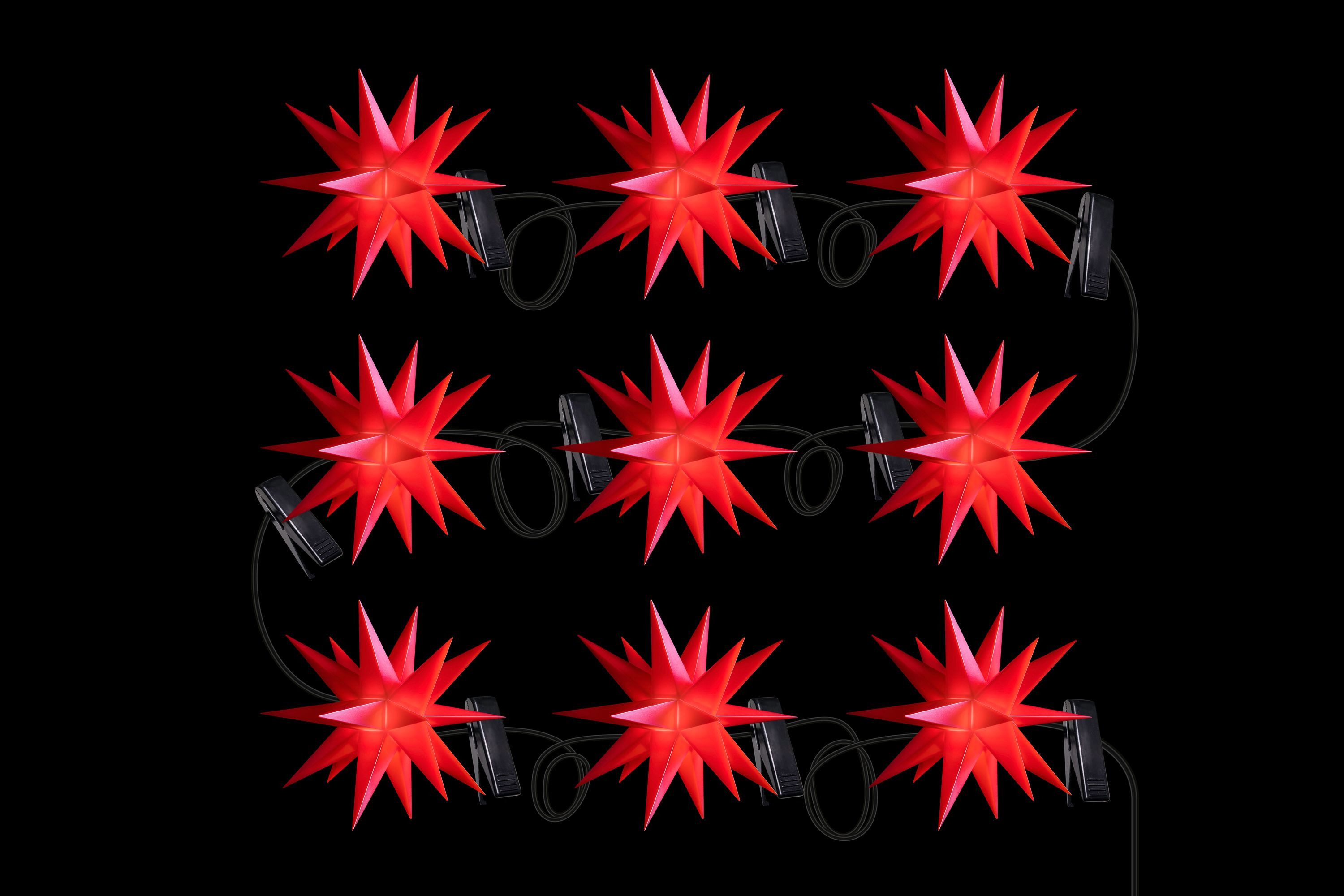 STERNTALER LED-Lichterkette DT7861, Sternenkette Weihnachtsstern Kette 9 Sterne 18 Zacker Rot 1