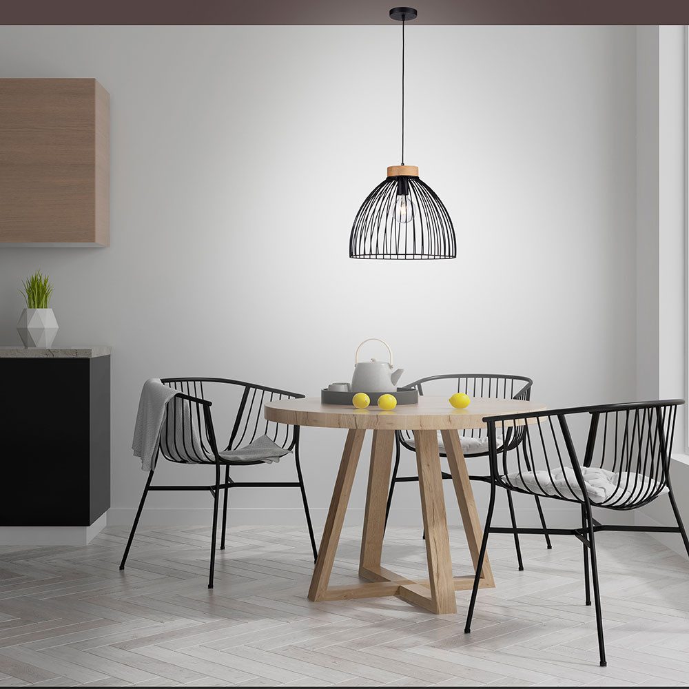 JUST LIGHT Pendelleuchte, Leuchtmittel nicht inklusive, Hängelampe Pendellampe schwarz Hängeleuchte Gitter rund