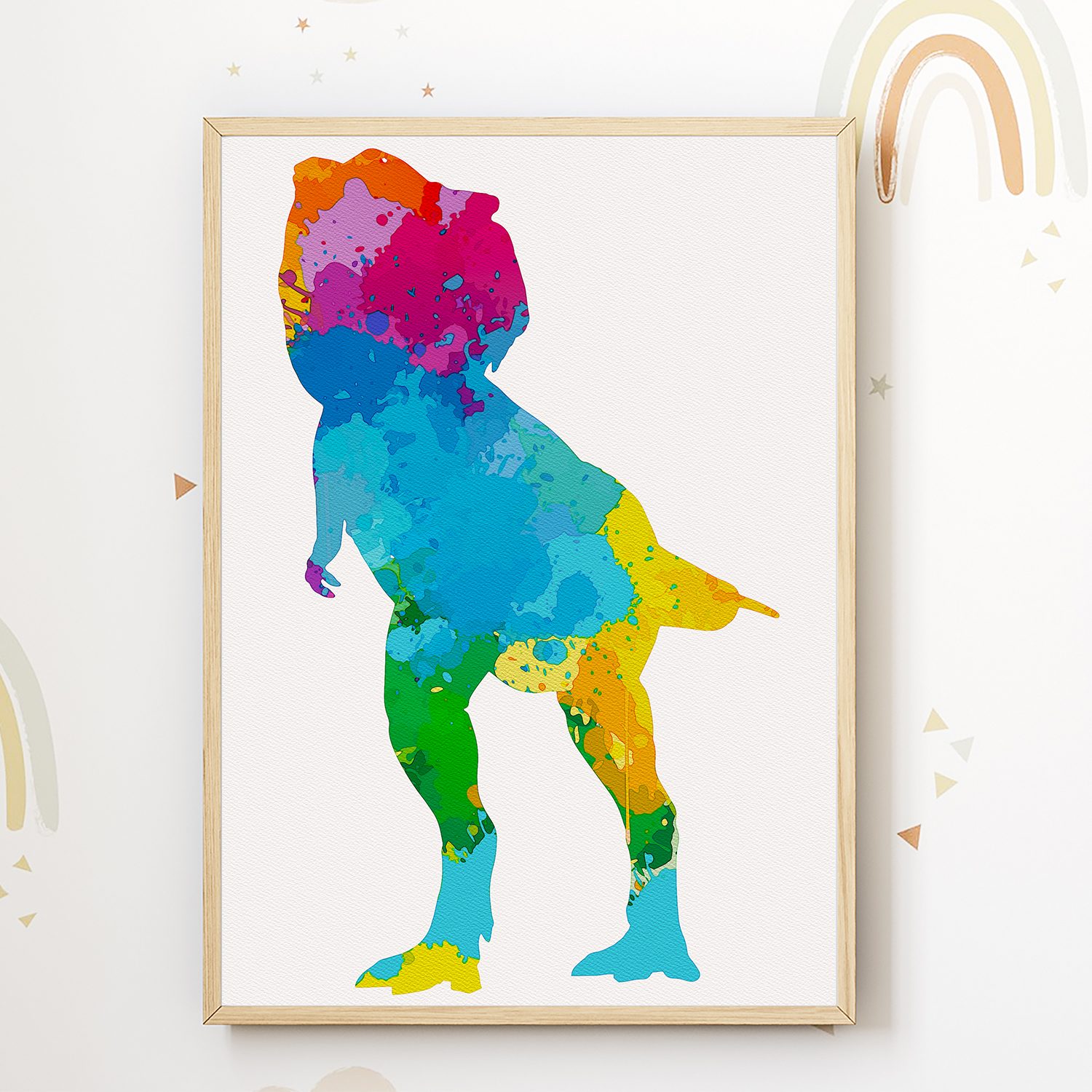 Tigerlino Poster Trex bunte Dinosaurier Bilder 3er Set Kinderzimmer Wandbilder