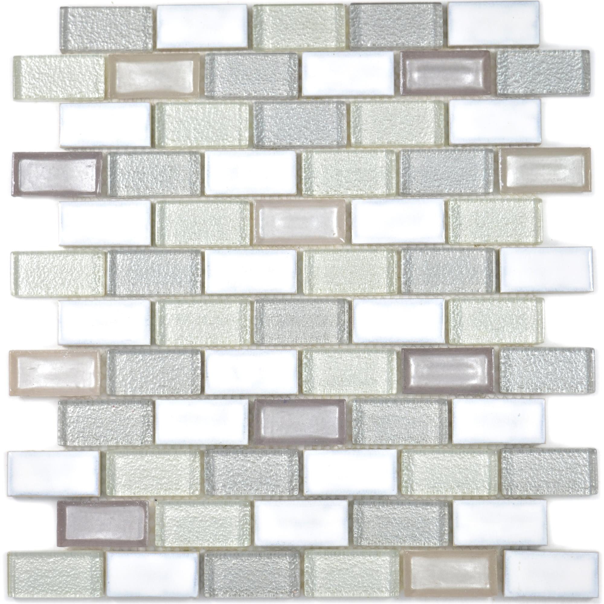 Mosafil Mosaikfliesen Glas Keramik Mosaikfliesen Mirasol Altweiß, Glas-Keramik 30.000x30.000, altweiss, Verlegefertig auf ein Netz geklebt - Wasserfest