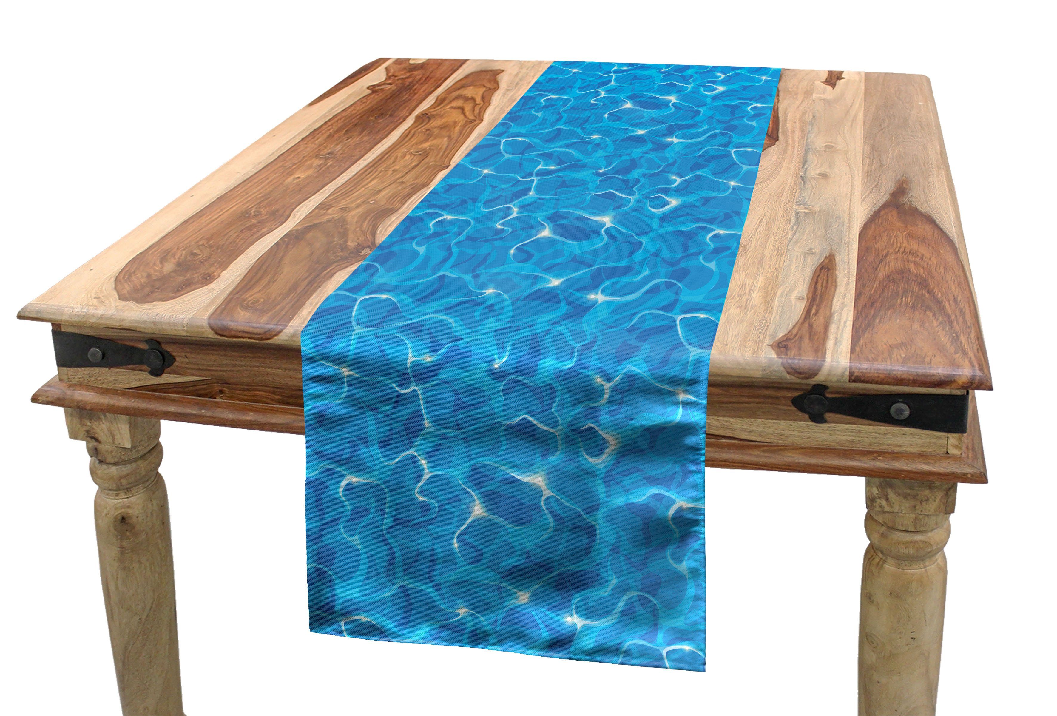 Dekorativer Küche Wellen Tischläufer, Rechteckiger Wasser Vivid Tischläufer Abakuhaus Wasseroberfläche Esszimmer