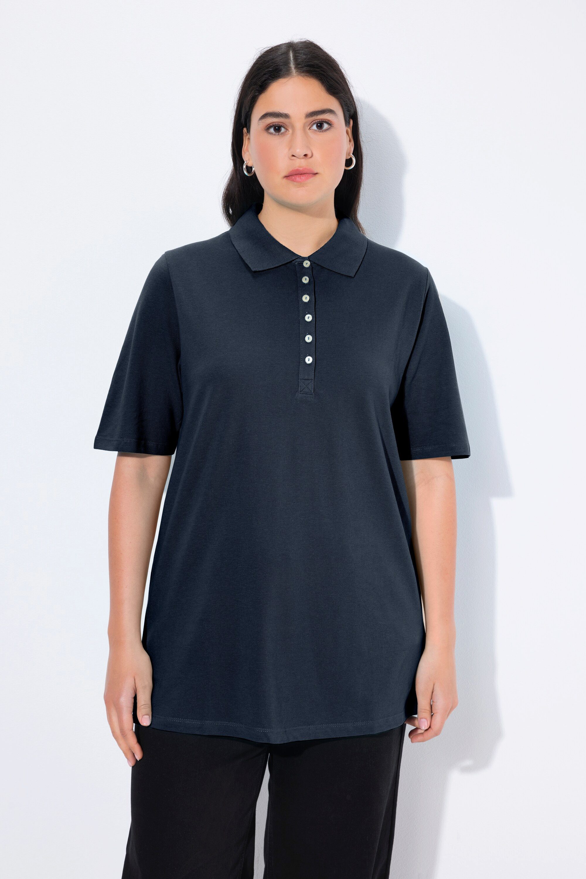 Ulla Popken T-Shirt Poloshirt Piqué Polokragen günstig online kaufen