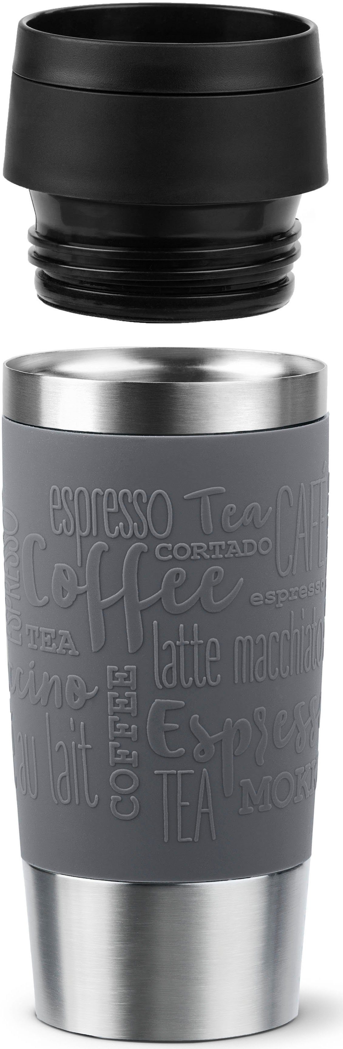 Emsa Thermobecher Travel Mug Classic, mit 360°-Trinköffnung, auslaufsicher, rutschfest, Edelstahl, Kunststoff, Silikon, 4h heiß, 8h kalt - 360 ml / 6h heiß, 12h kalt - 500 ml, 100% dicht