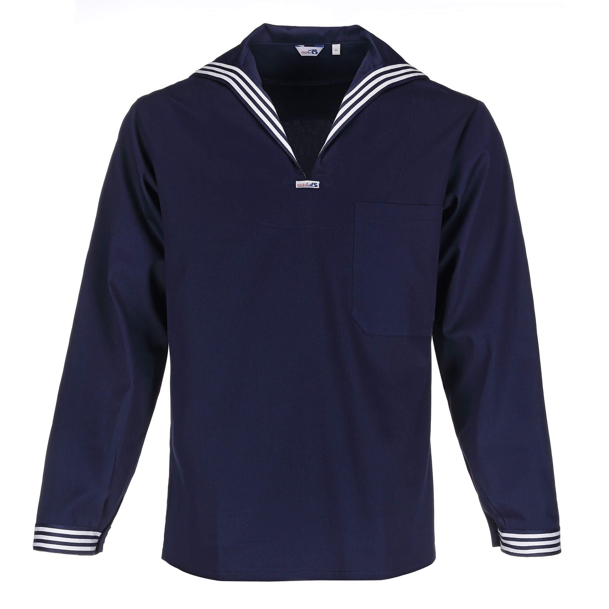 modAS Langarmhemd Unisex Matrosenhemd Klassisch - Maritimes Langarm-Hemd Großer Kragen