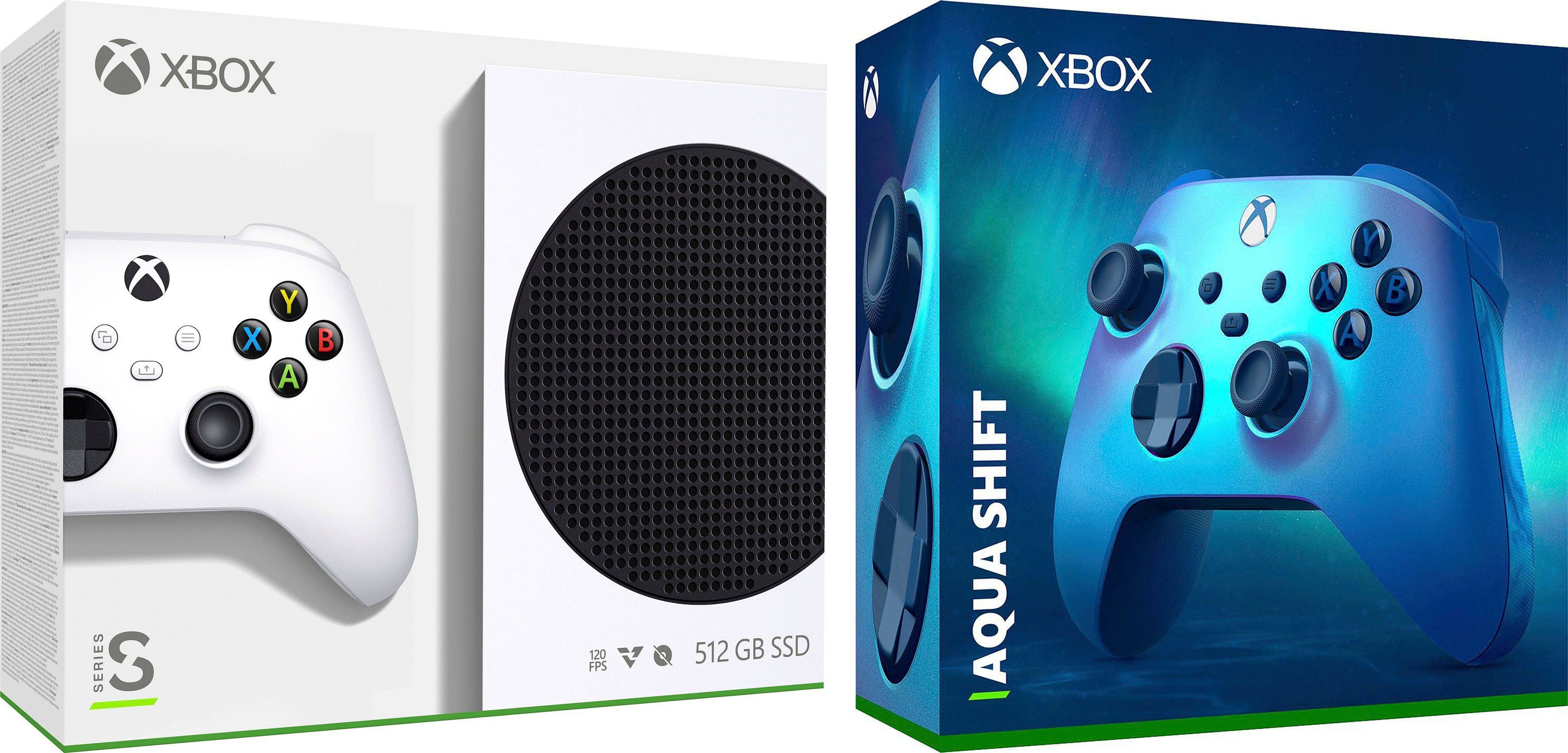 Xbox Series S, inkl. 2. Controller - Aqua Shift