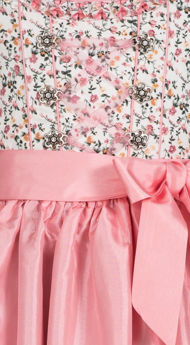 Nübler Dirndl Kinderdirndl Nina in Weiß Rosa, 3-teiliges Set - Rocklänge knielang (Dirndl Set NINA, Dirndl Kleid mit Bluse und Schürze) Kinder Tracht im bayeris – Bild 4 von 5