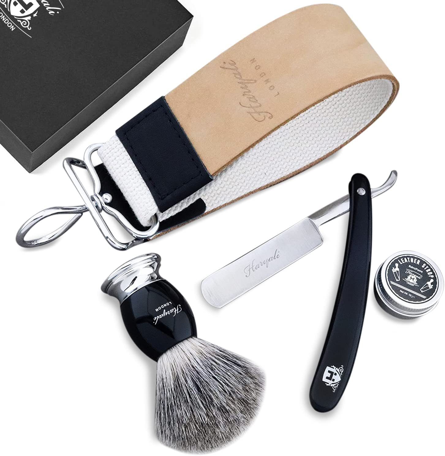 Haryali London Rasierset Haryali London Schwarzes 4-teiliges Бритва Set für Männer