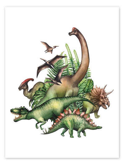 Posterlounge Poster Editors Choice, Dinosaurier im Dschungel, Jungenzimmer Kindermotive