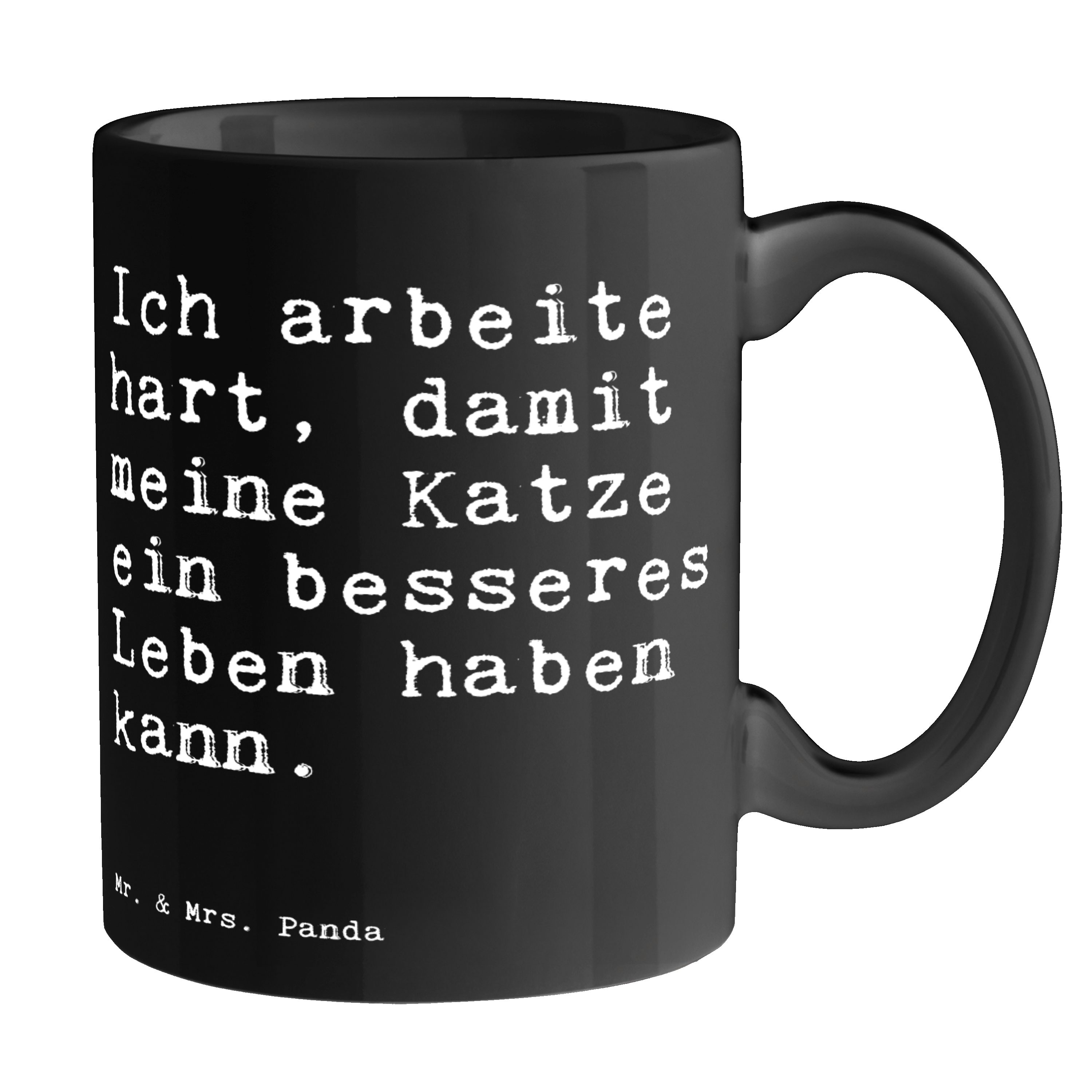 Mr. & Mrs. Panda Tasse Ich arbeite hart, damit... - Schwarz - Geschenk, Spruch, Kaffeetasse, Keramik Schwarz | Tassen
