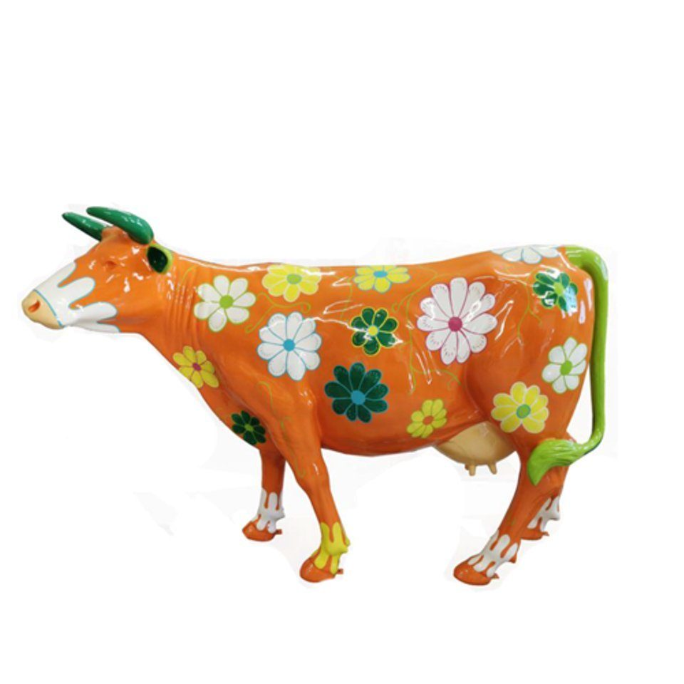 JVmoebel Dekoobjekt Bunt Bemalte Figur Statue Kuh Deko Garten Design