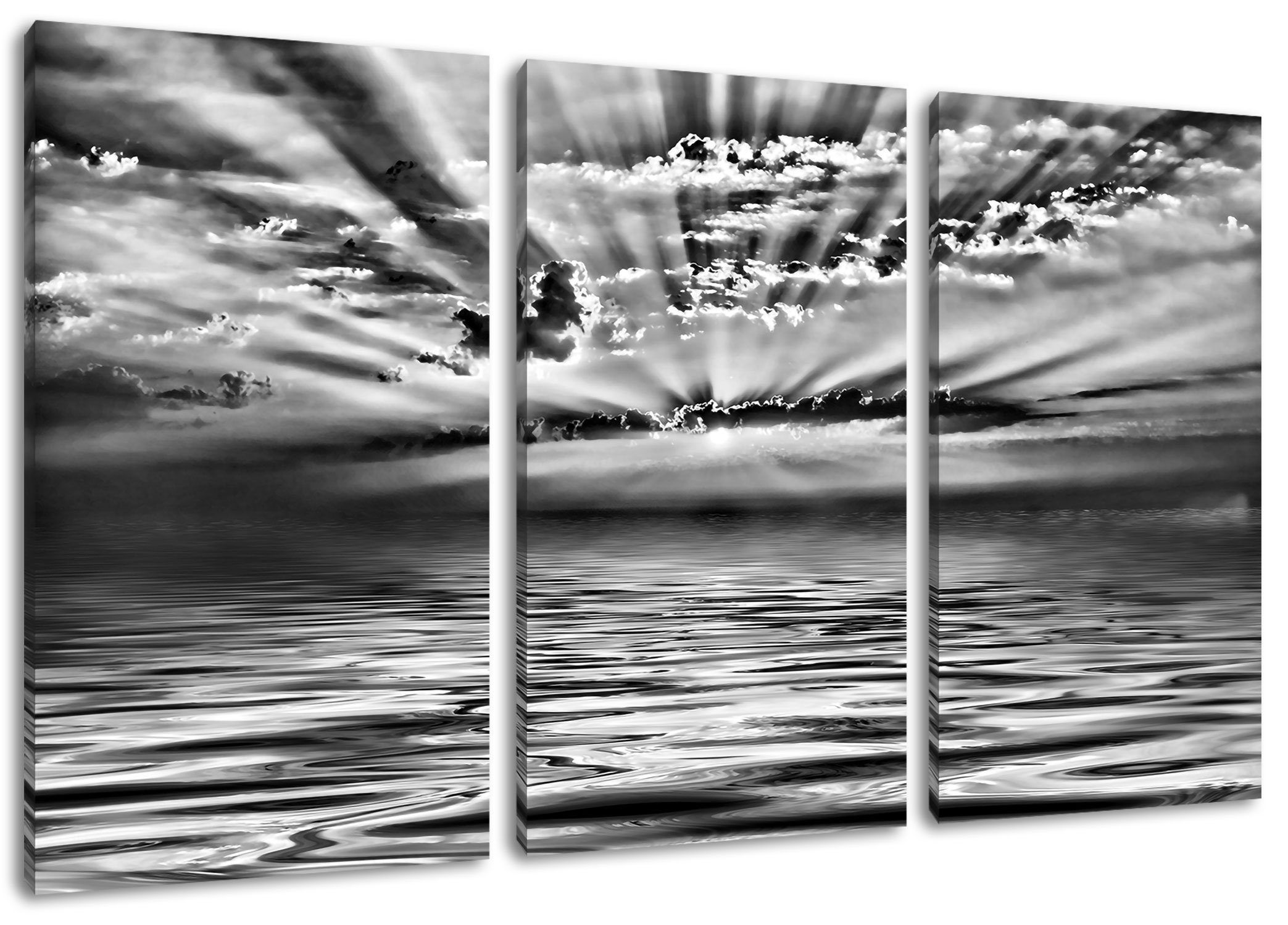 Pixxprint Leinwandbild Sonnenaufgang, Sonnenaufgang 3Teiler (120x80cm) (1 St), Leinwandbild fertig bespannt, inkl. Zackenaufhänger