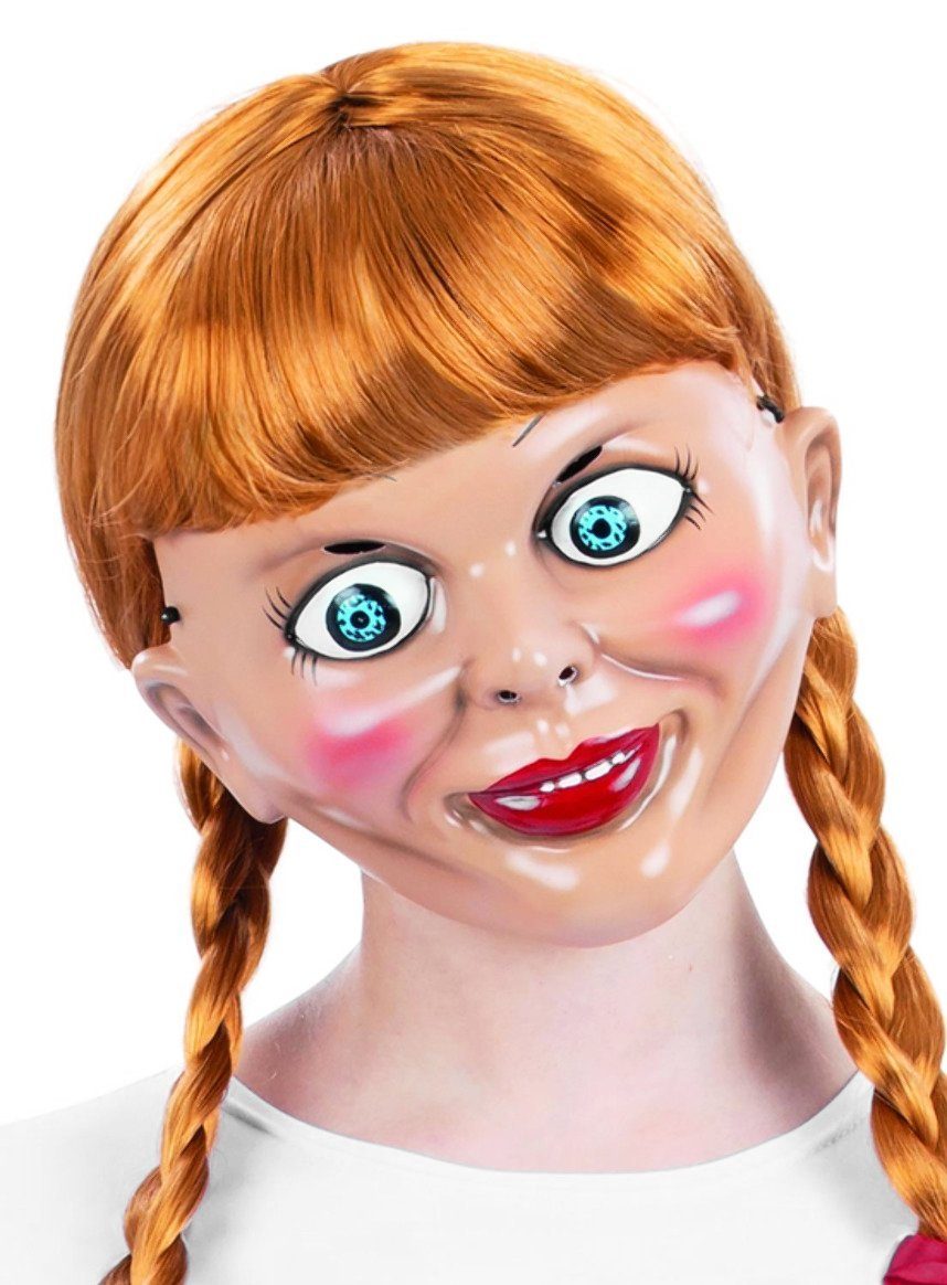 Smiffys Verkleidungsmaske Annabelle Maske - Halloween Maske Herren Damen, Authentische Maske der gruseligen Puppe aus dem Horrorfilm