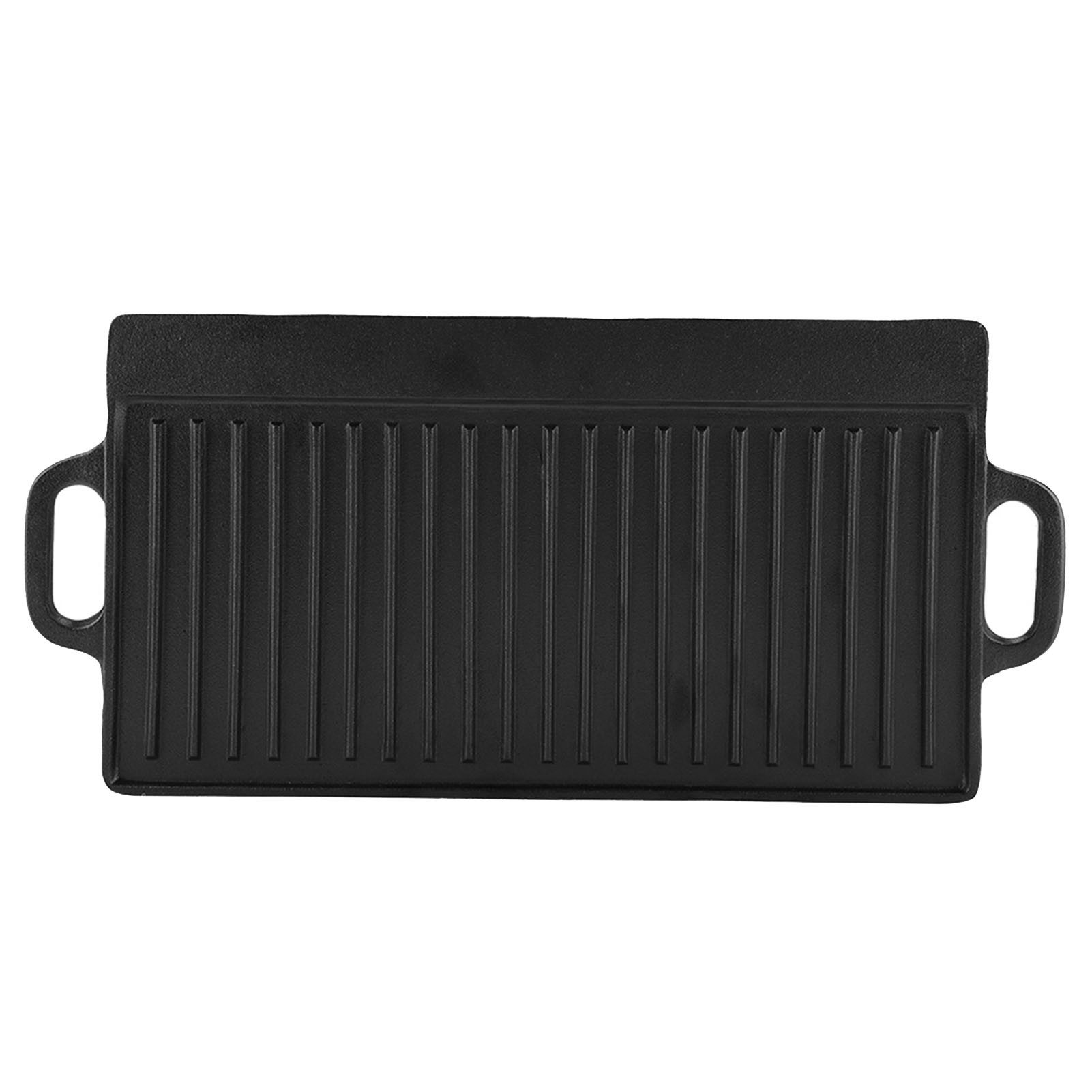 GARRYFIZH Grillpfanne Gusseisen Grillplatte Wendeplatte Induktion Rechteckig, Beidseitig nutzbar, Vorgebrannt, Plancha, Teppanyaki