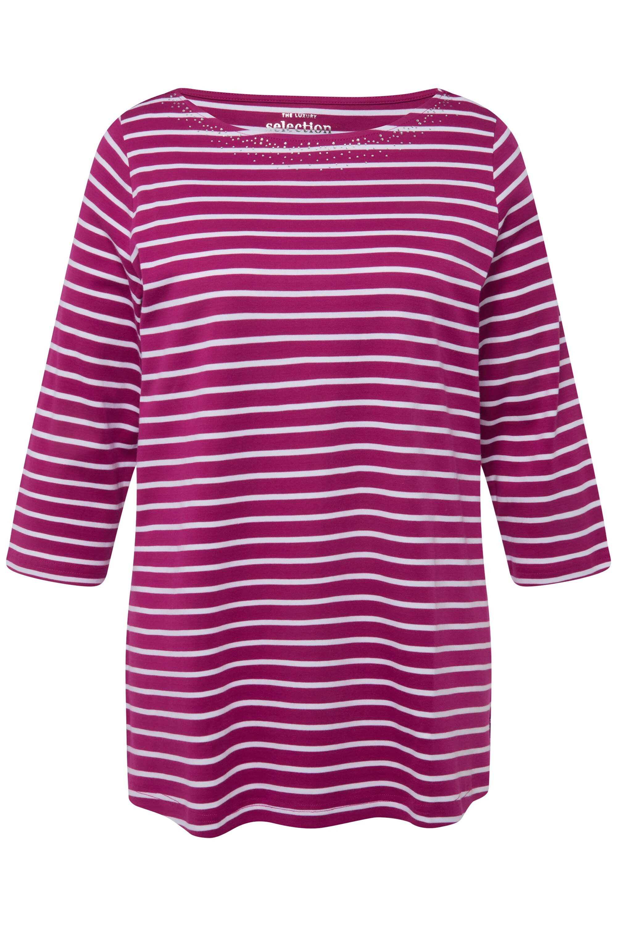 Ulla Popken T-Shirt Ringelshirt Pima Cotton günstig online kaufen