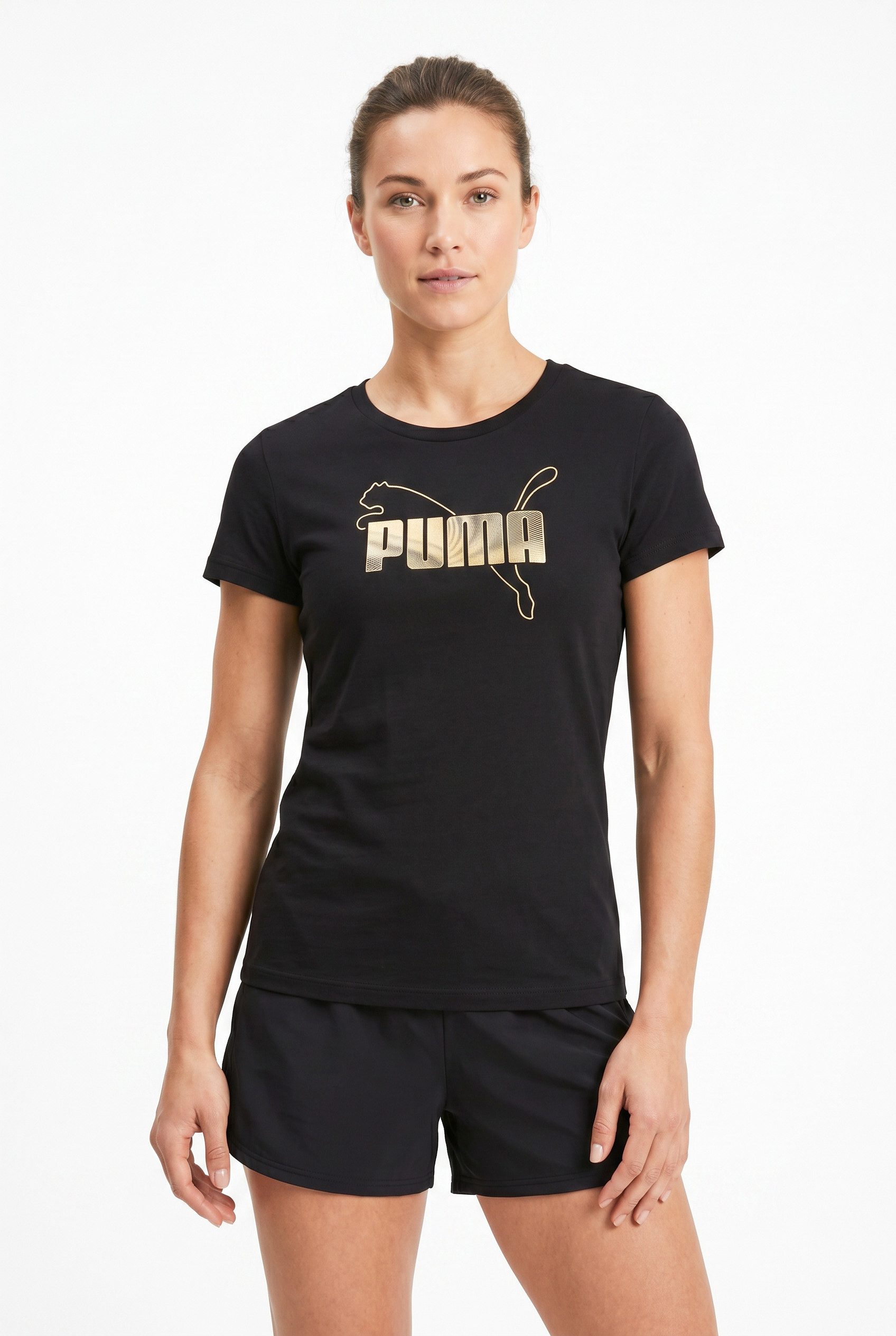 PUMA T-Shirt ESS LOGO LAB METALLIC TEE Regular Fit, mit Rundhalsausschnitt, aus Baumwolle