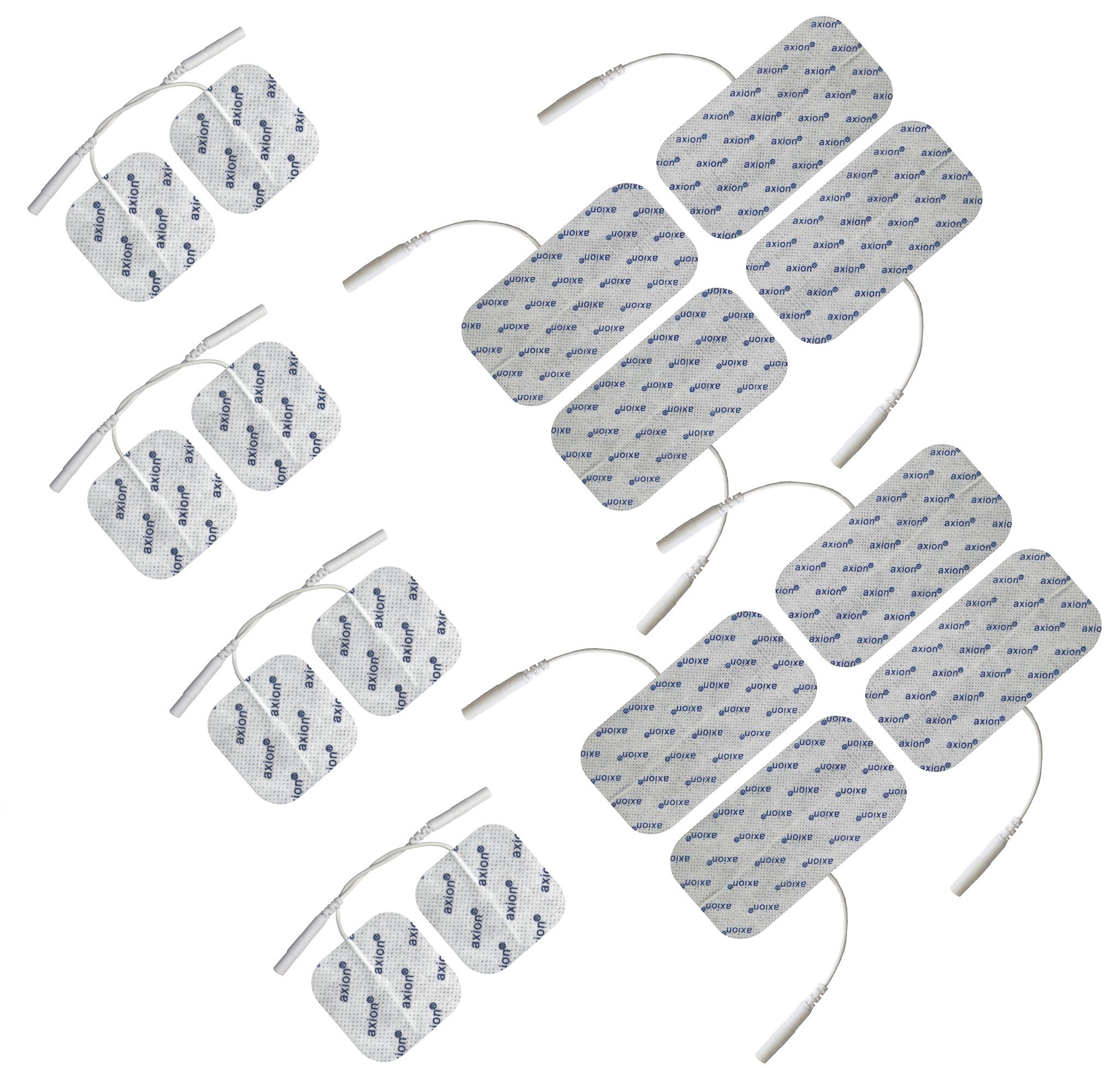 Axion Elektrodenpads passend zu Revitive, Prorelax, Promed, axion - 5x5cm, 10x5cm, 16 St.,2mm Steckanschluss, selbstklebende Elektrodenpads