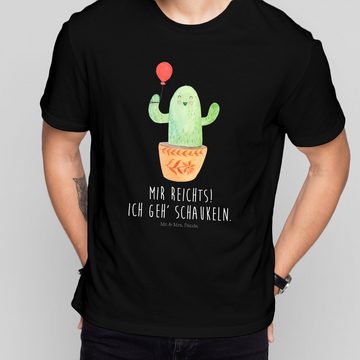 Mr. & Mrs. Panda T-Shirt Kaktus Luftballon - Schwarz - Geschenk, Junggesellenabschied, T-Shirt (1-tlg)