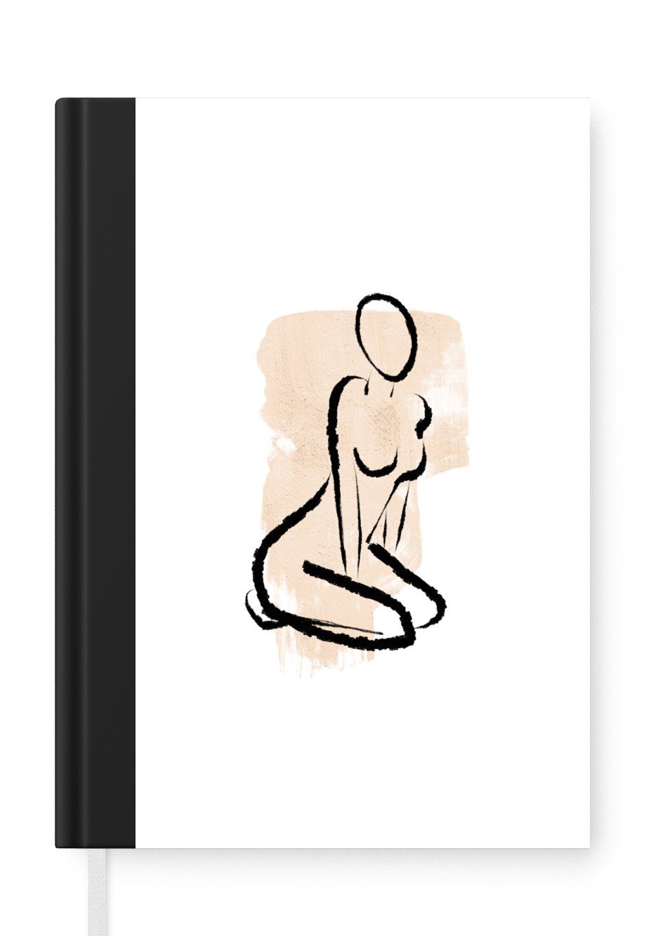 MuchoWow Notizbuch Frauen - Linienkunst - Bohème - Pastell, Journal, Merkzettel, Tagebuch, Notizheft, A5, 98 Seiten, Haushaltsbuch | Notizbücher