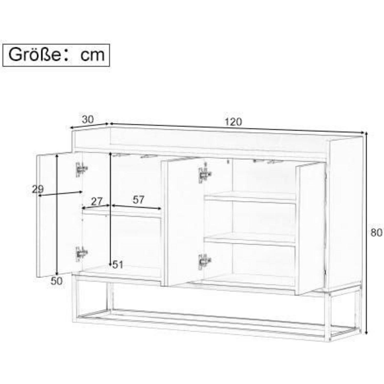 LuxusKollektion Buffet Anrichte Küchenschrank 4 Türen Regal Metallbeine Wohnzimmer Weiß