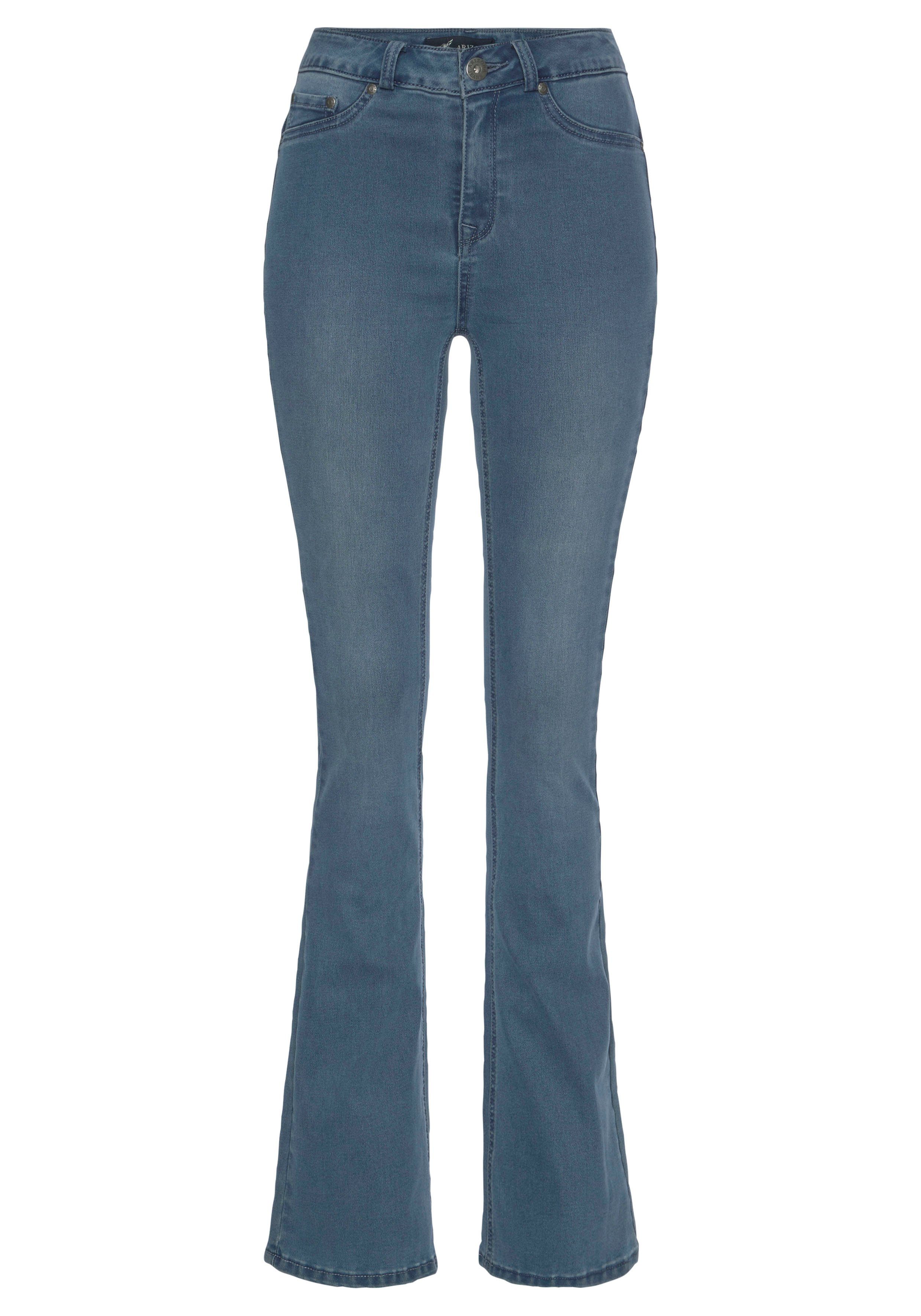 blue-used Shapingnähten Stretch Arizona Waist Bootcut-Jeans mit Ultra High