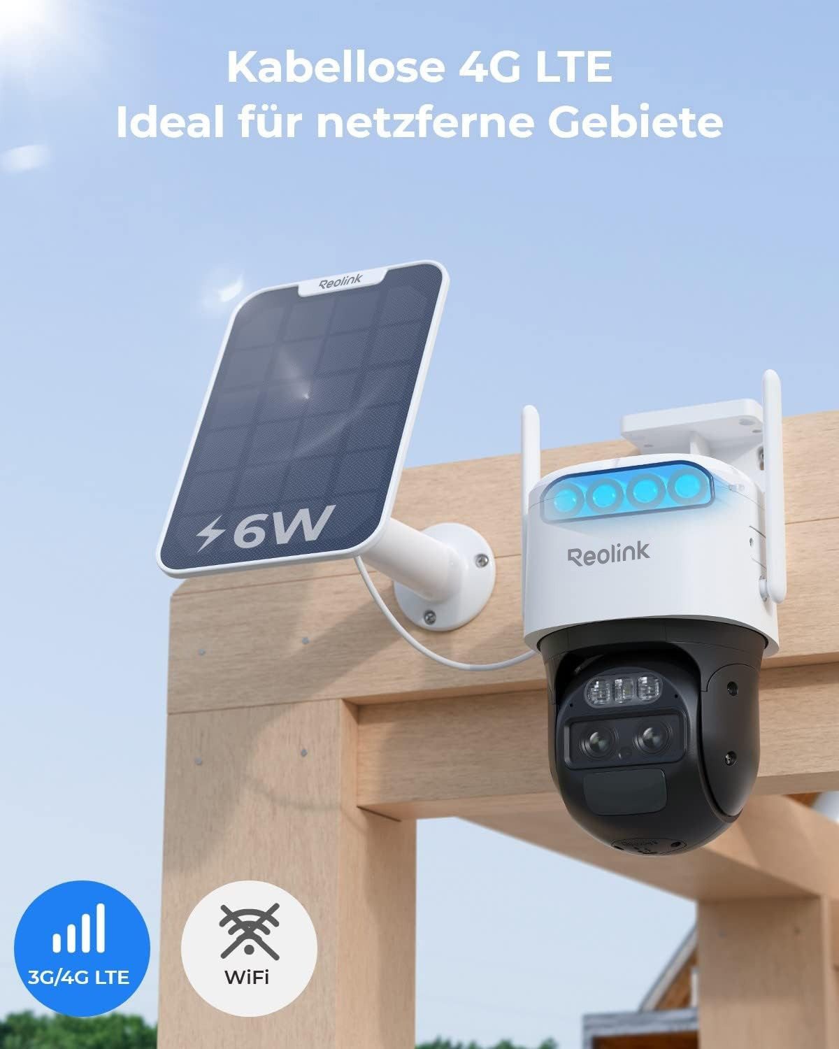 Reolink Überwachungskamera Trackmix LTE Dual-Objektiv (Außenbereich, Akkukamera 4G LTE, 4K 8MP, Auto-Zoom-Tracking, Pan&Tilt, Intelligente Erkennung) – Bild 2 von 5
