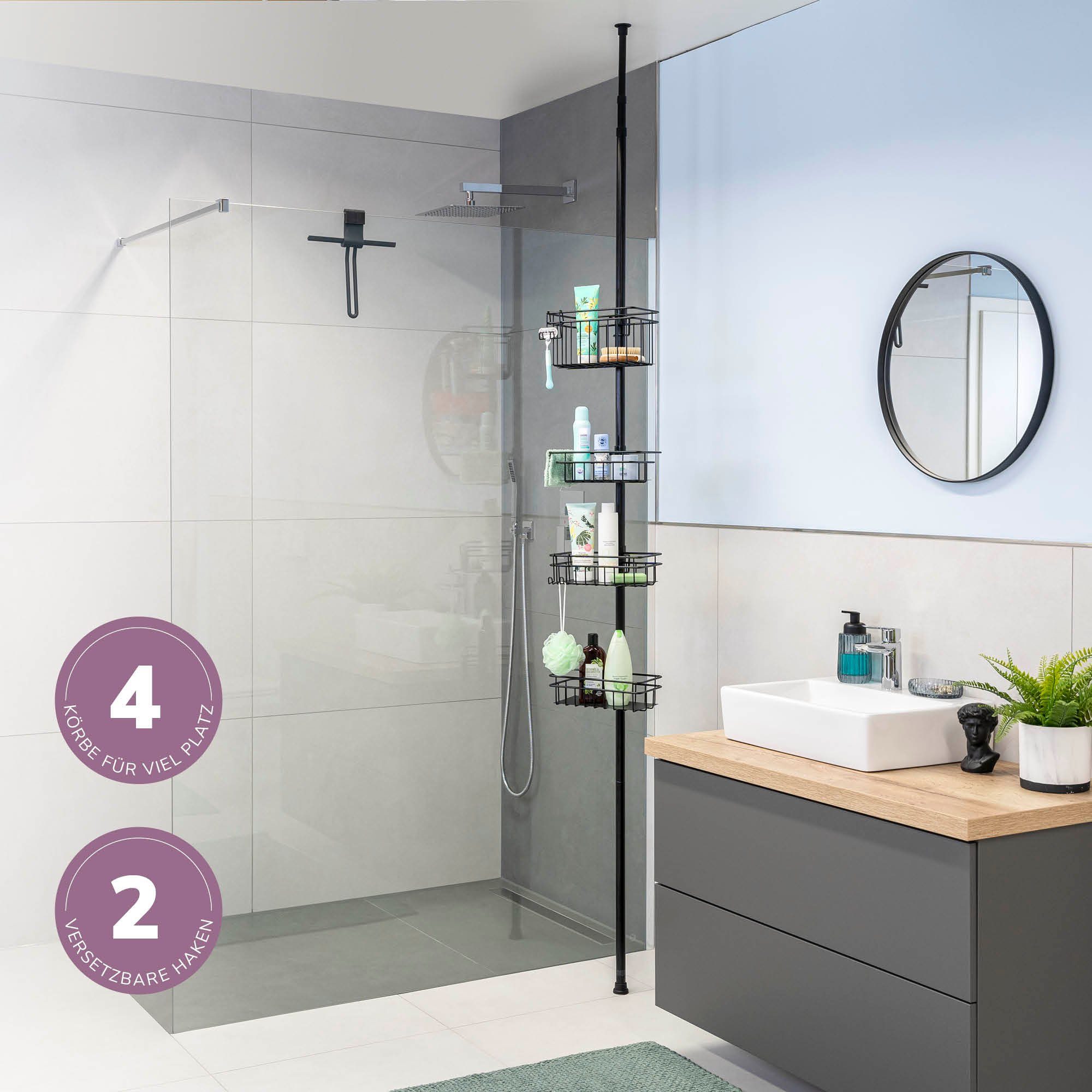 bremermann Teleskopregal Teleskop-Badregal, 4 Körbe Duschregal bis max. ca. 290 cm