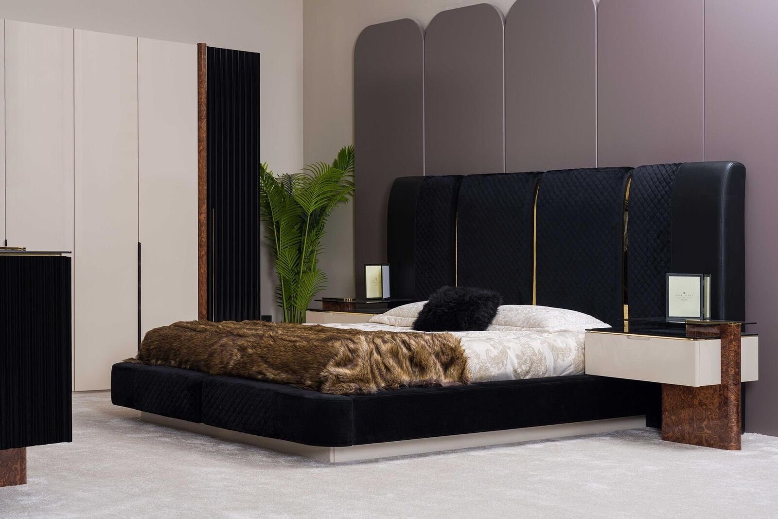 JVmoebel Schlafzimmer-Set Modern Schlafzimmer Set Bett 2x Nachttische Design Möbel 3 tlg. Neu, (Bett/2x Nachttische), Made In Europe
