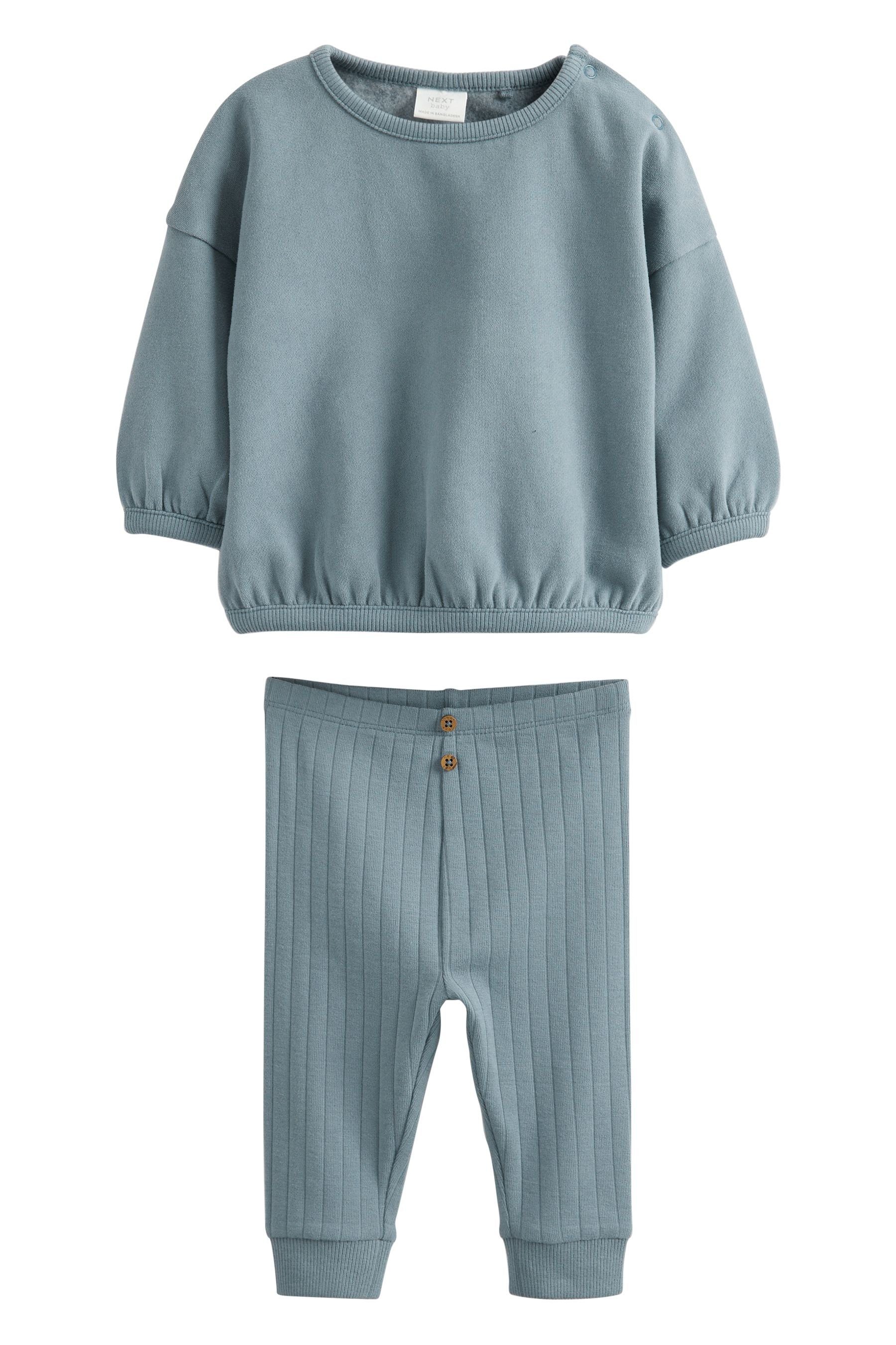 Next Shirt & Leggings 2-teiliges Baby-Set mit Sweatshirt und Leggings (2-tlg) Teal Blue