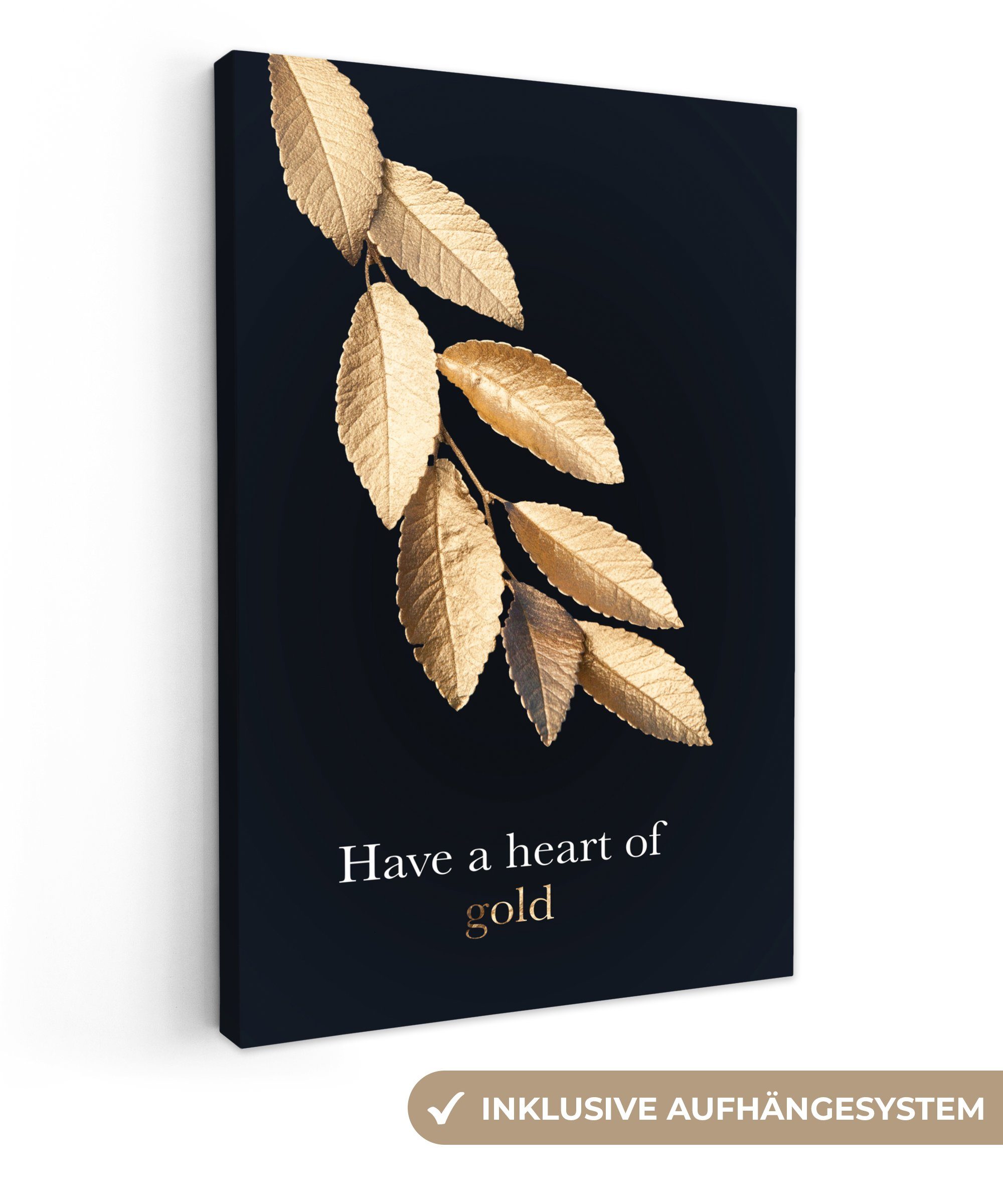 OneMillionCanvasses® Leinwandbild Zitat - Gold - günstig online kaufen