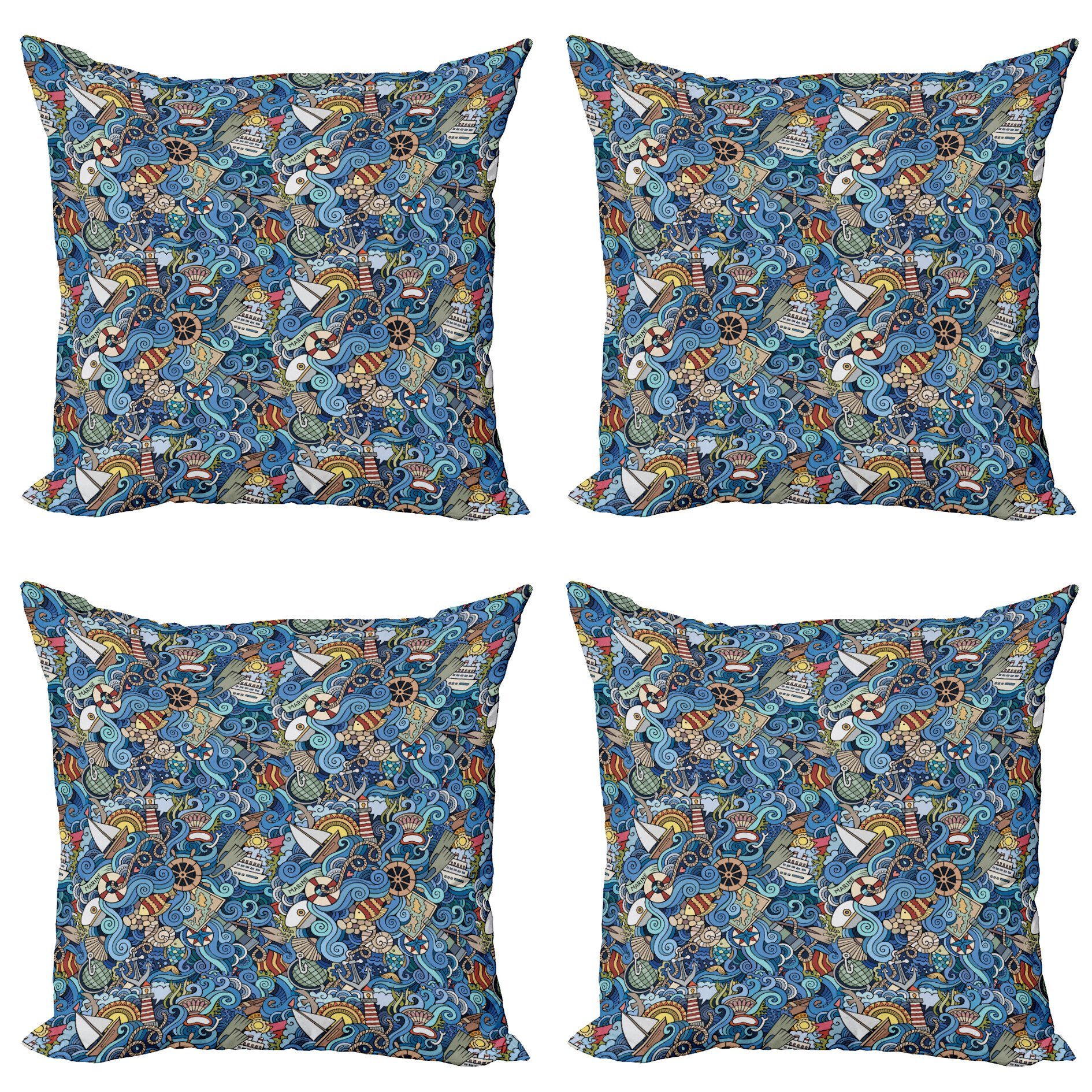 Sea Shells Doppelseitiger Kissenbezüge Modern (4 Stück), Accent Abakuhaus Bunt Digitaldruck, Abstrakt