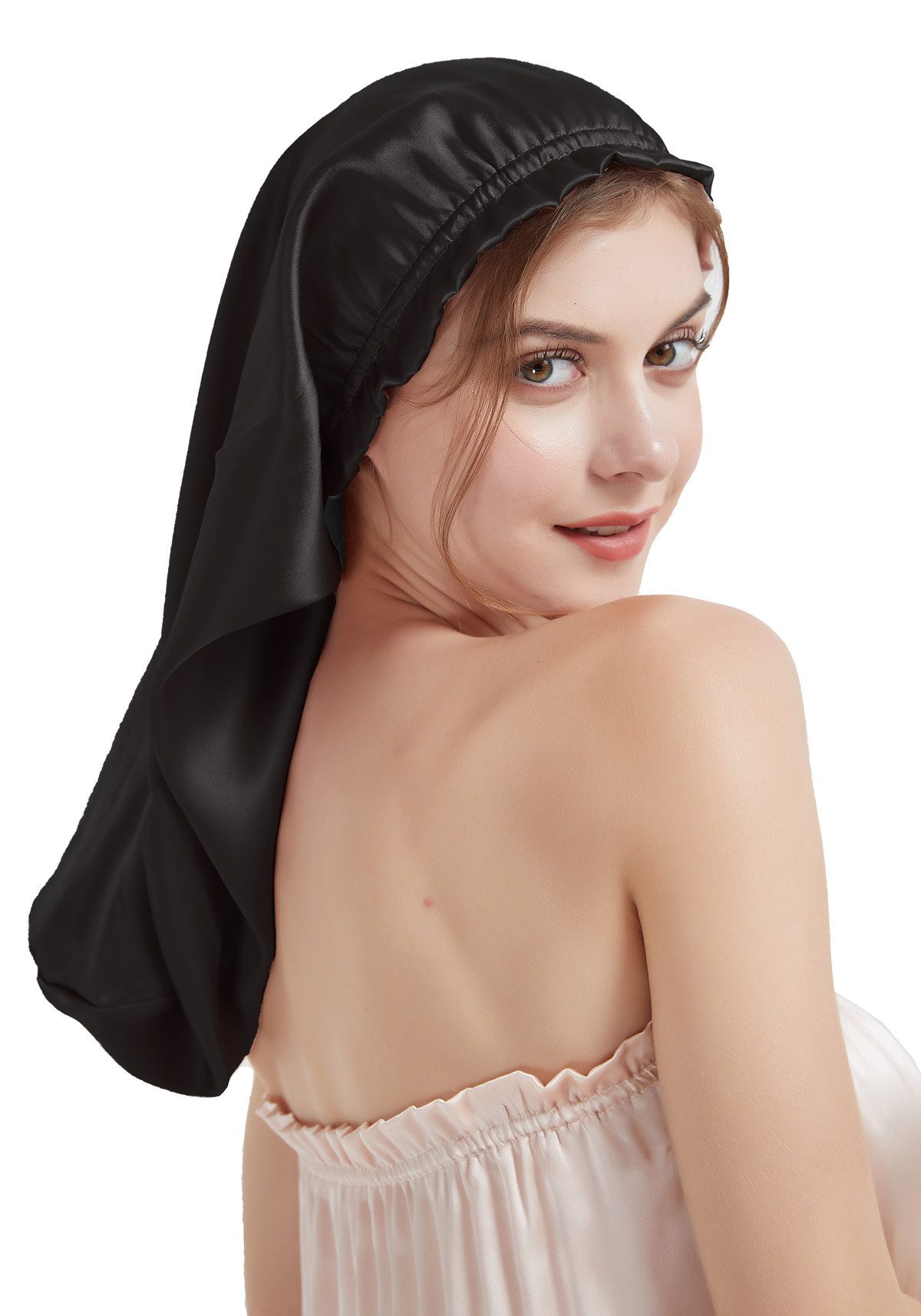 Vivi Idee Duschhaube Luxuriöse Schlafmütze aus 100% Maulbeerseide, Seidenmü günstig online kaufen