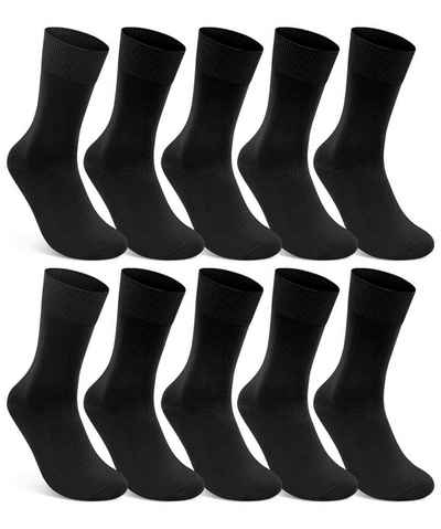 sockenkauf24 Gesundheitssocken 10 Paar Damen & Herren Socken 100% Baumwolle ohne Gummidruck (10 x Schwarz, 43-46) und ohne Naht - 10600