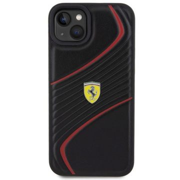 Ferrari Smartphone-Hülle Ferrari Apple iPhone 15 Plus Schutzhülle Case Twist Metal Logo Schwarz