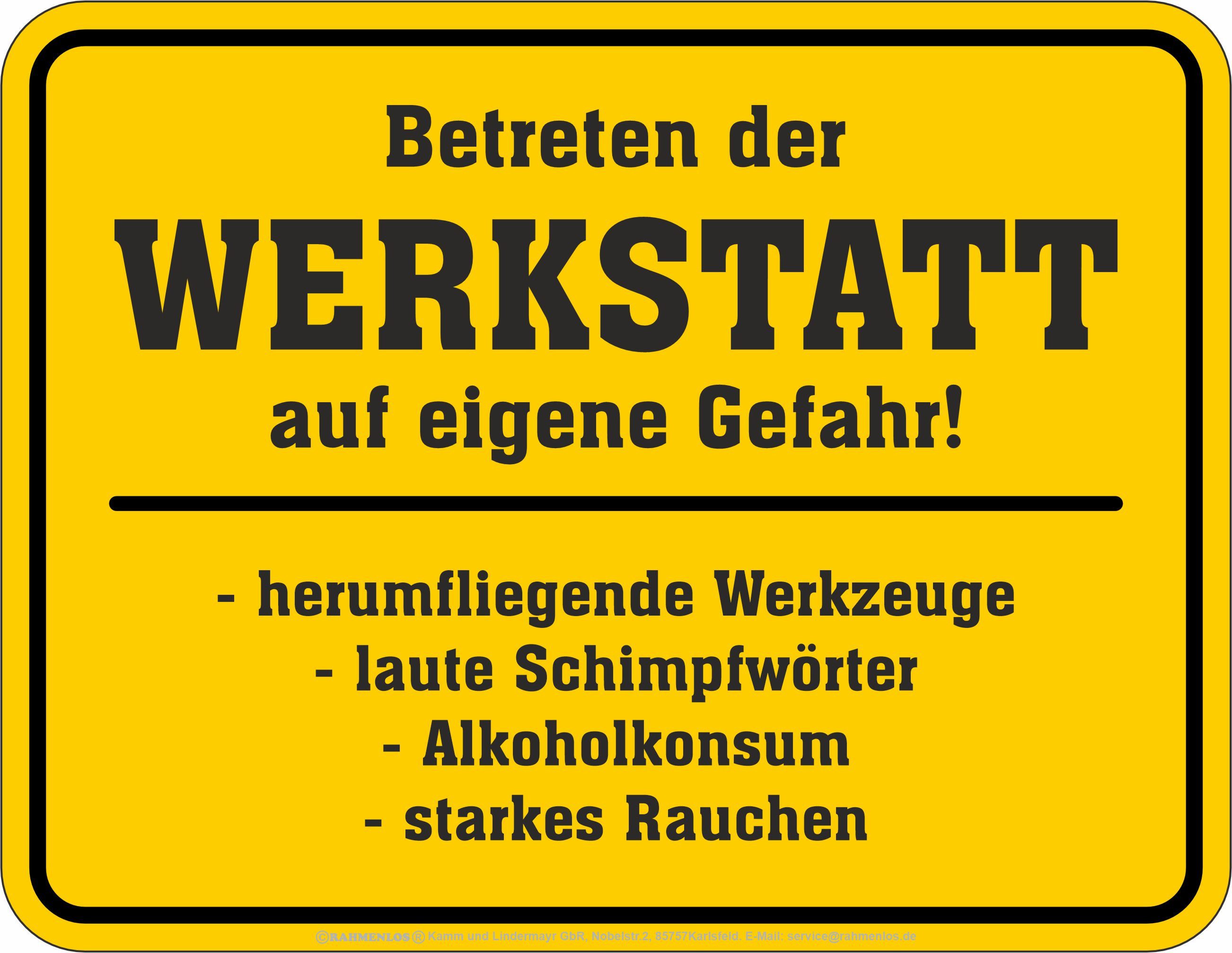 Metallschild Werkstatt - hochwertig bedrucktes Blechschild - Размер 22x17 cm