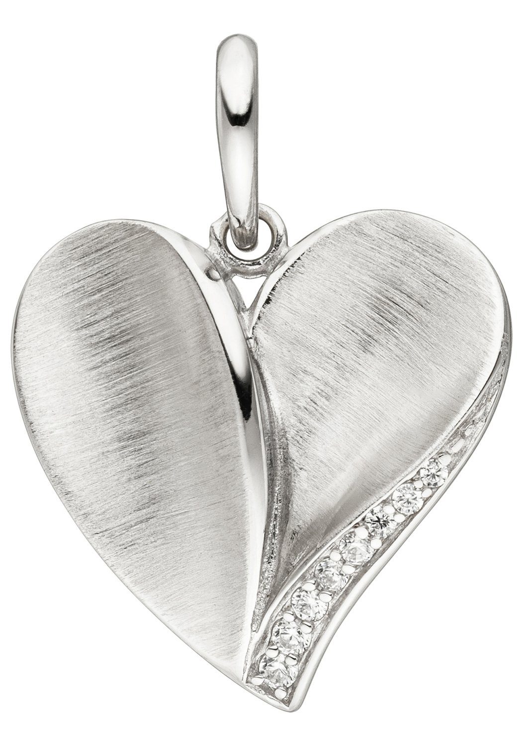 JOBO Herzanhänger Anhänger Herz, 925 Silber mit Zirkonia, Höhe ca. 19,7 mm,  Breite ca. 19,4 mm, Tiefe ca. 4,1 mm