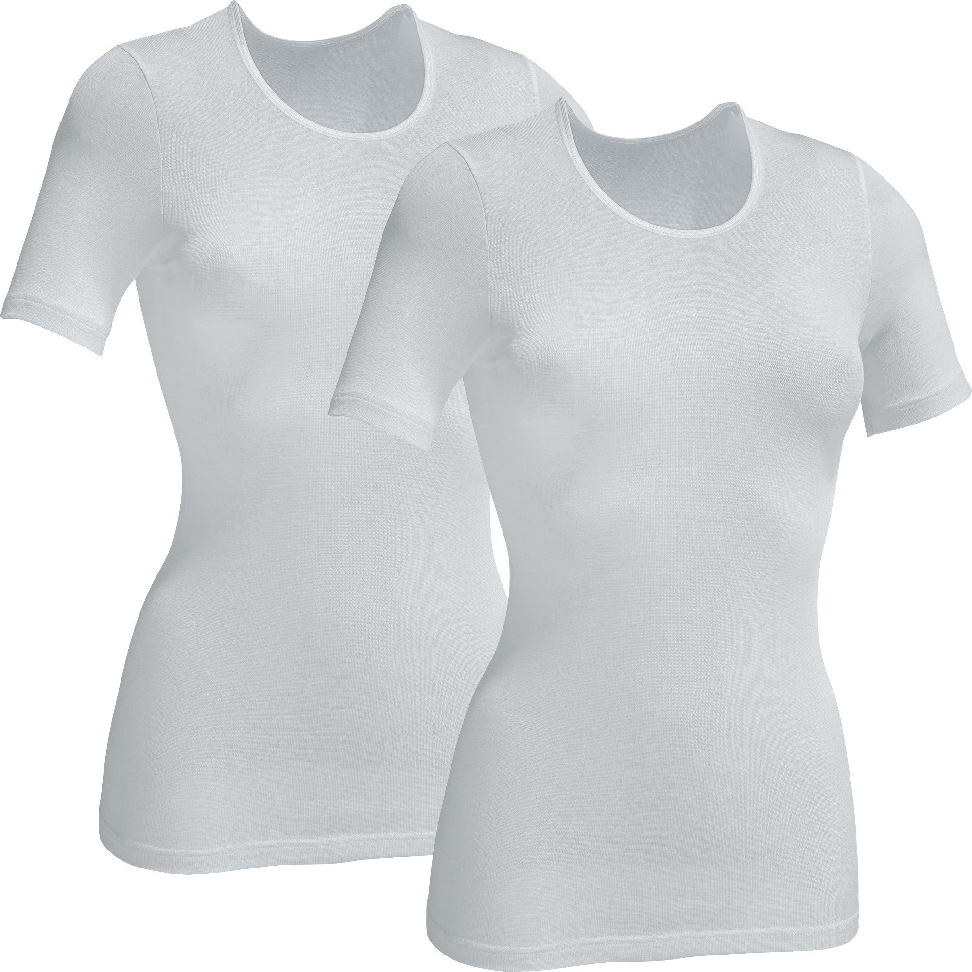 Erwin Müller T-Shirt Damen-Unterhemd, 1/2-Arm 2er-Pack (2-tlg) Modal Uni hellgrau