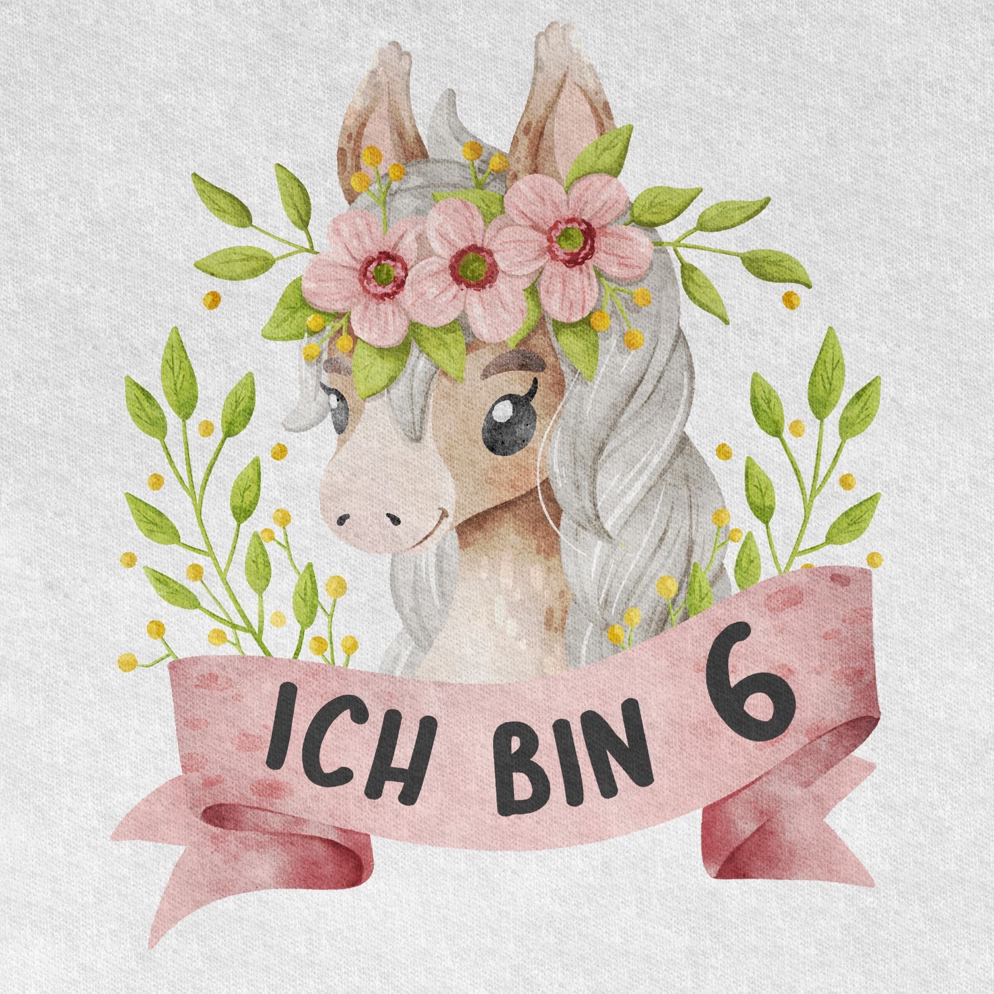 02 T-Shirt Shirtracer sechs Ich Weiß Geburtstag Pferdemotiv I 6. Pferd bin