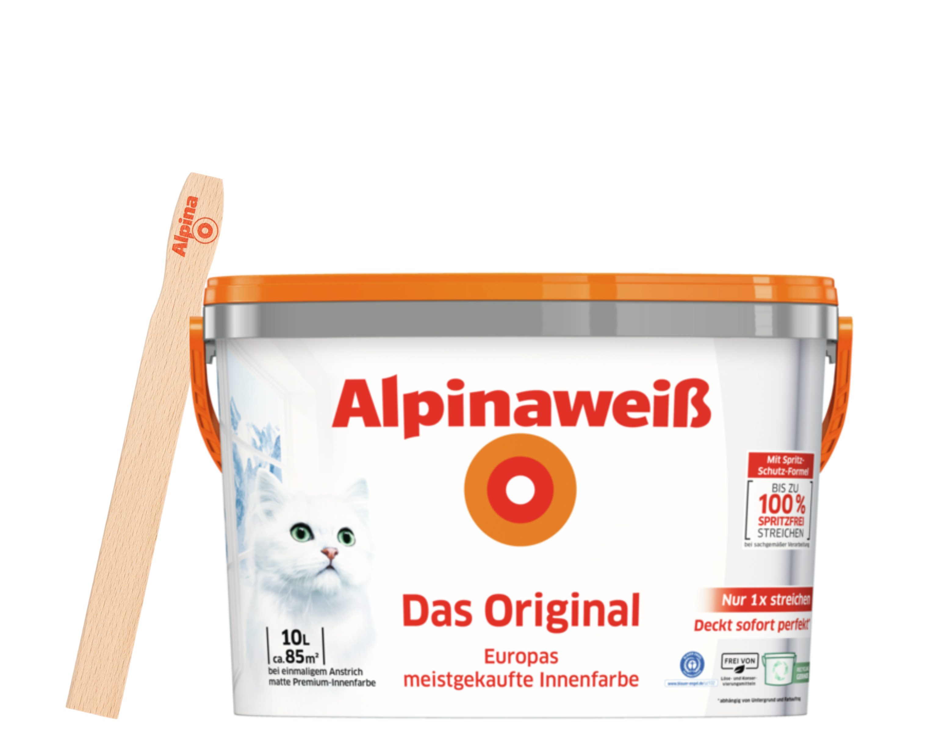 Wandfarbe Alpinaweiß Das Original mit gratis Rührstab