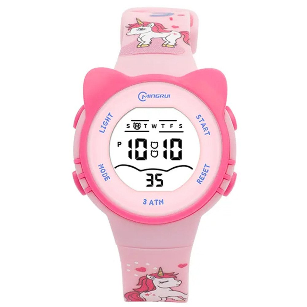 K&L Wall Art Digitaluhr Kinder Armbanduhr Katze Silikonuhr für Jungen Mädchen, Licht, Wecker, Wochentag, Stoppuhr, 17mm Silikonarmband, 3ATM