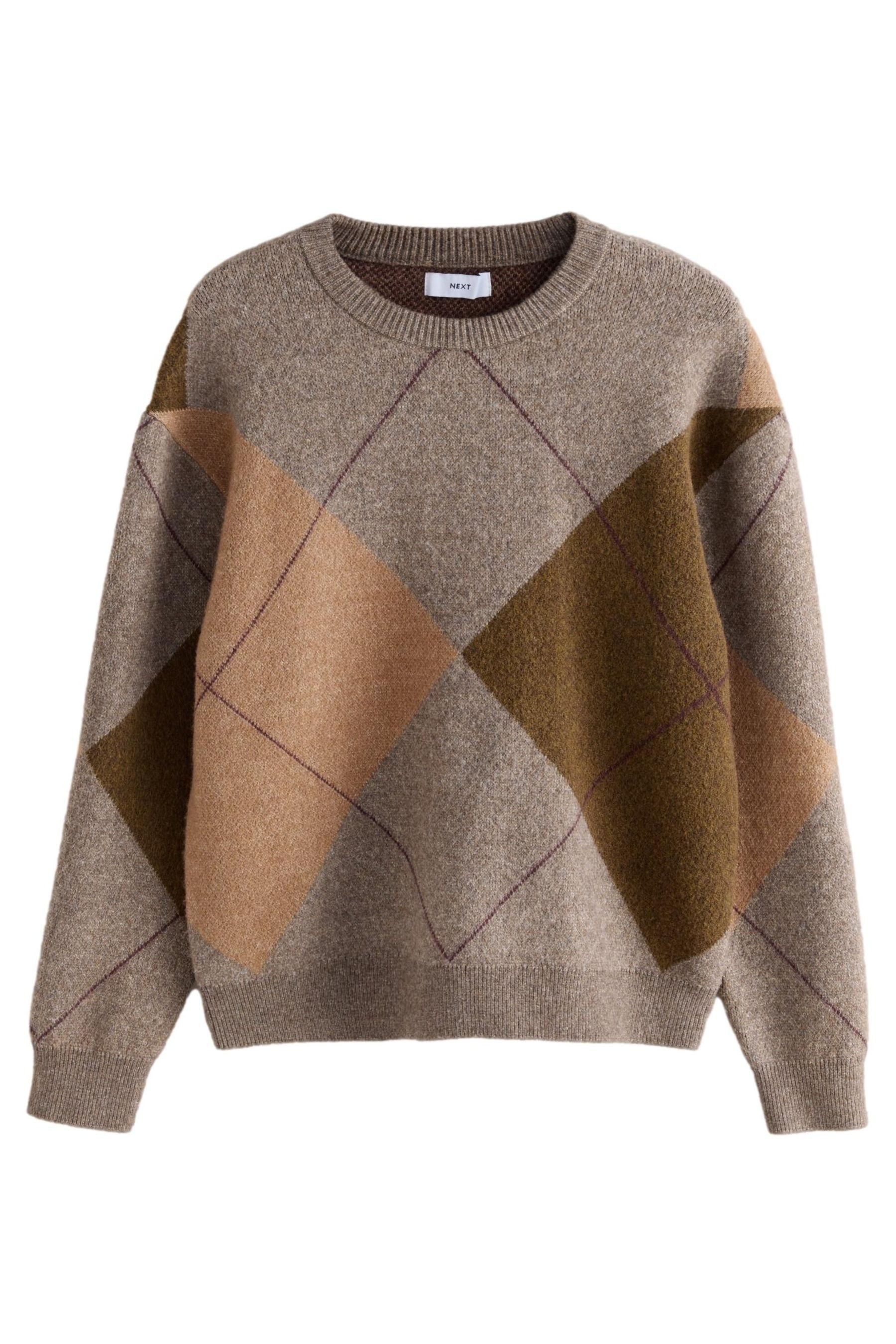Rundhalspullover Regular Fit Rundhalspullover mit Argylemuster