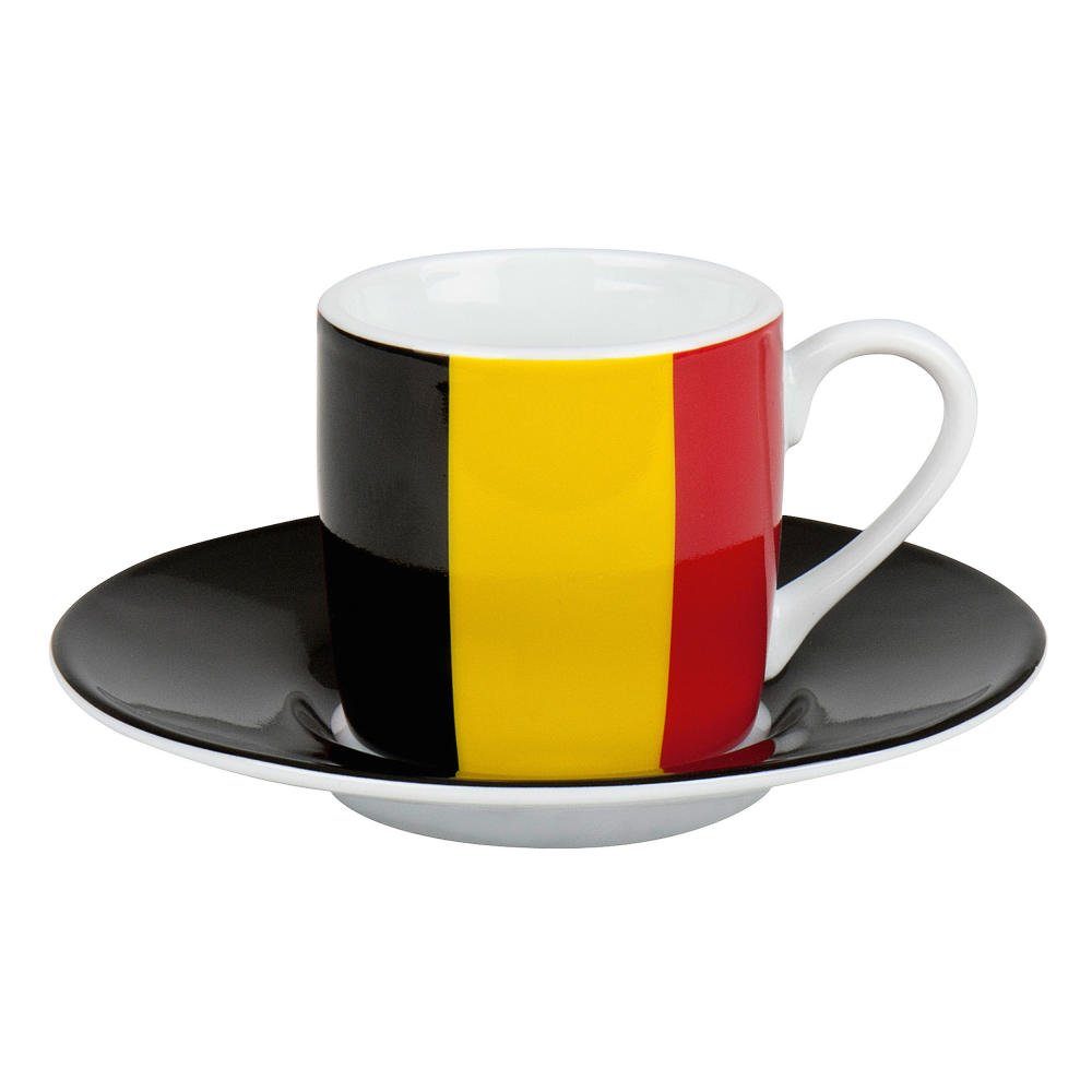 85 ml, Untertasse mit Espressotasse Belgien Flagge Porzellan Könitz