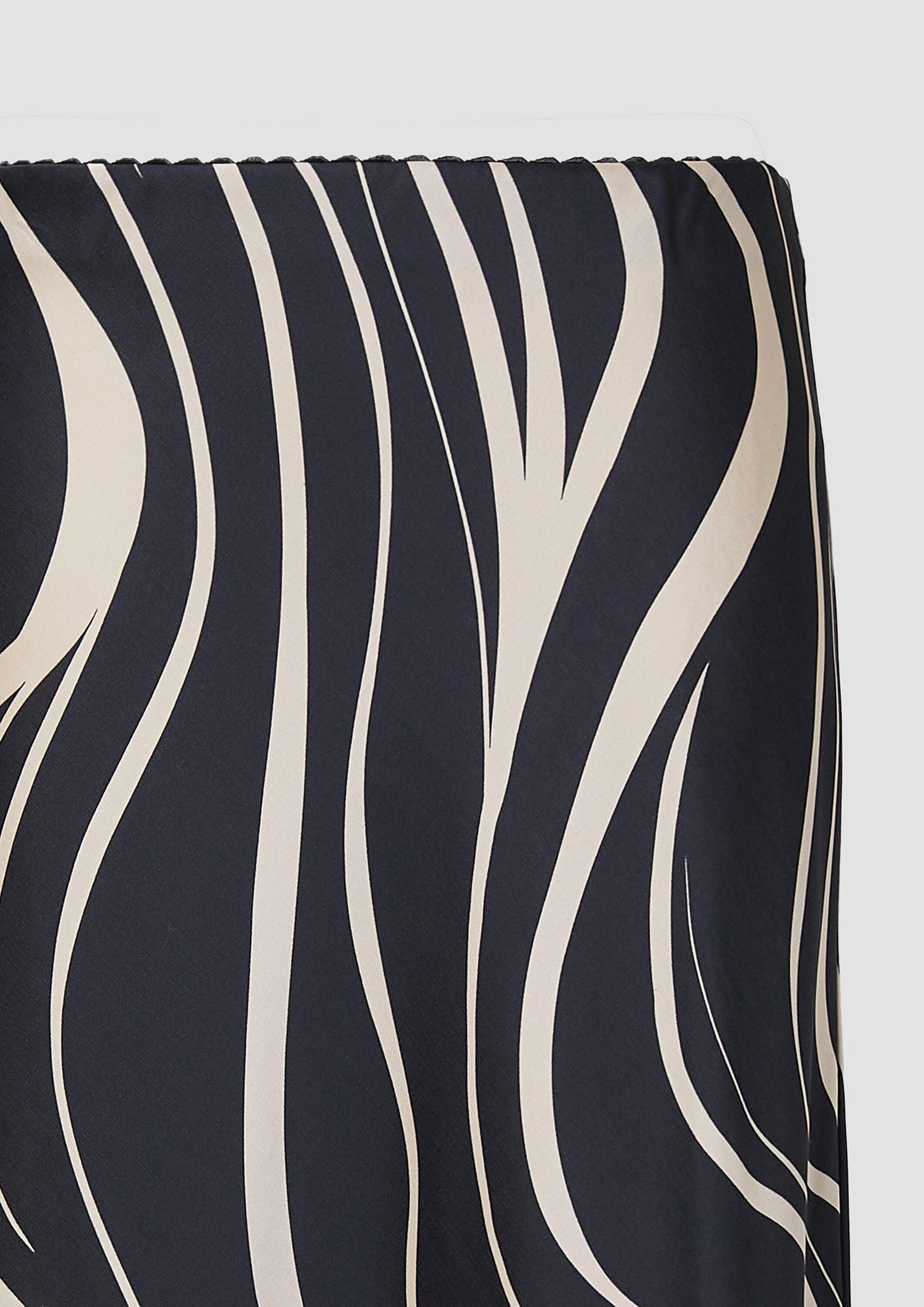 s.Oliver Maxirock Rock Satinierter Midirock mit Elastikbund und All-over-Print