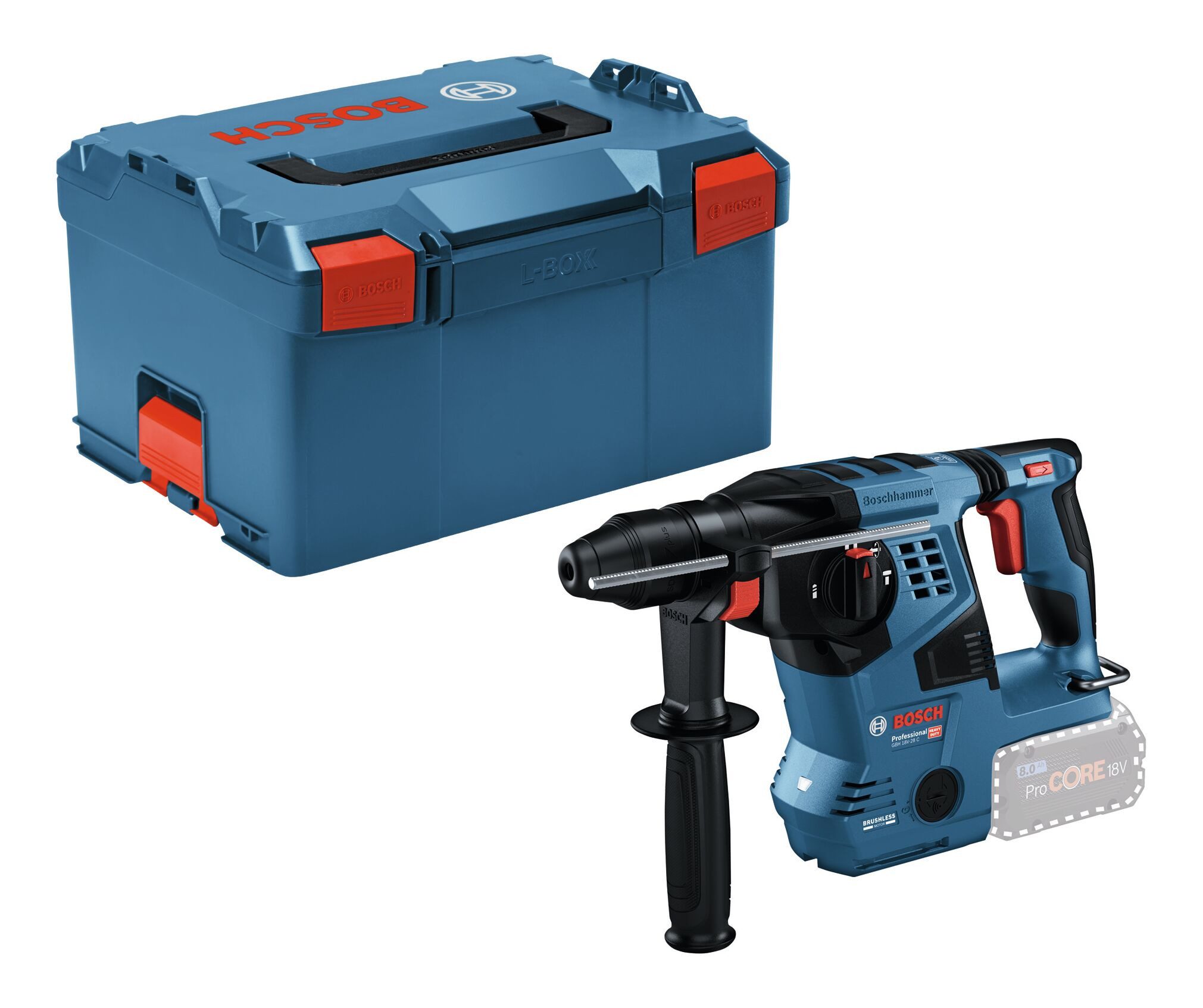 BOSCH Akku-Kombibohrhammer GBH 18V-28 C, 18 V, Bohrhammer mit SDS plus Ohne Akku - in L-BOXX 238