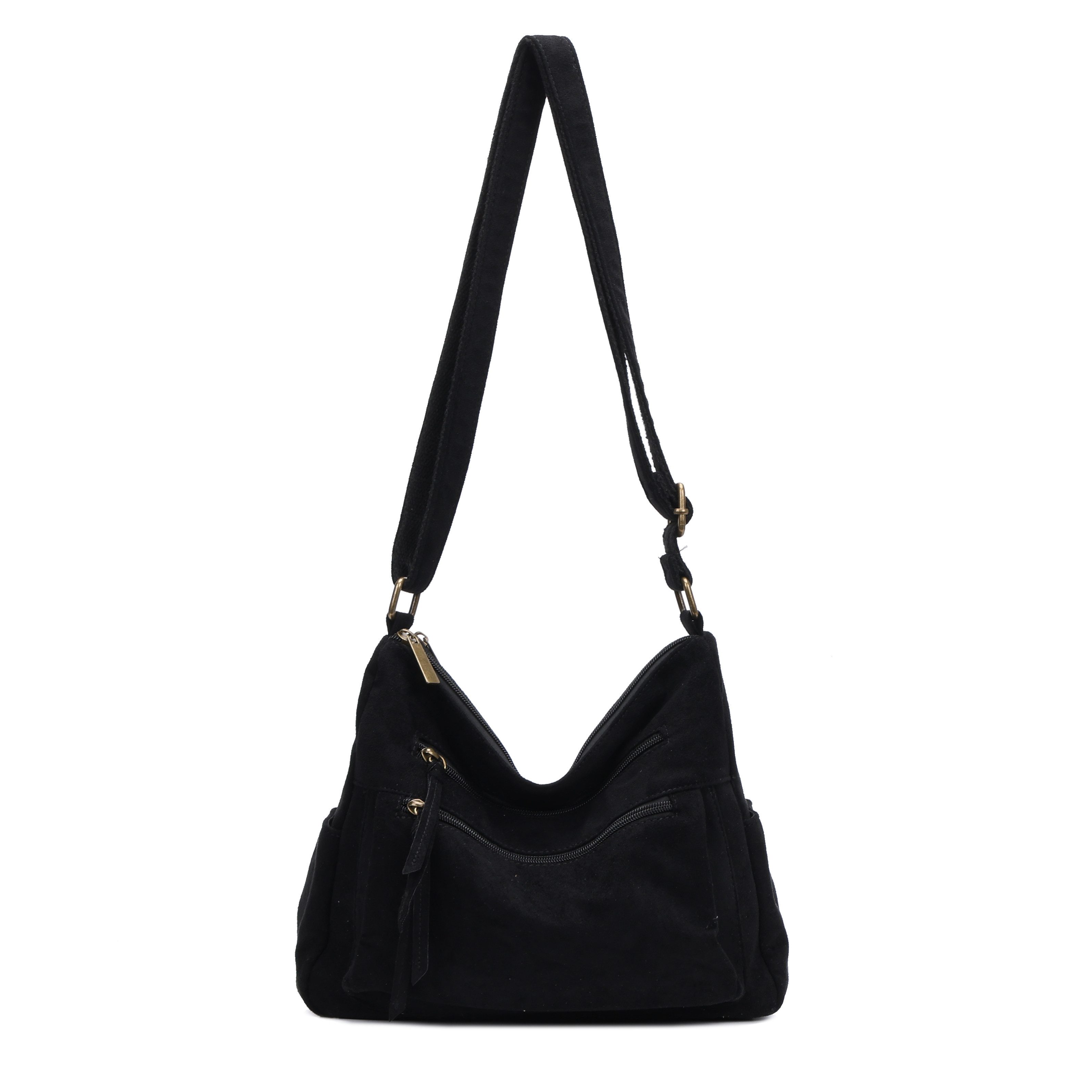 MIRROSI Umhängetasche Damen Schultertasche in Wildleder-Optik aus Stoff Crossbody Bag (mit Reißverschlussfächern, verstellbarem Gurt, ca.31x10x26 cm), Neue Kollektion Herbst/Winter 2026
