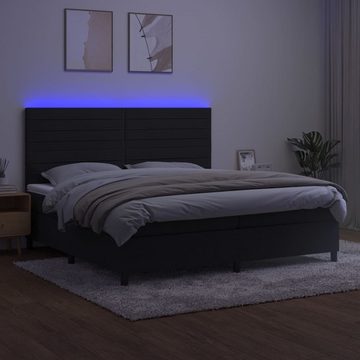vidaXL Bettgestell Boxspringbett mit Matratze LED Schwarz 200x200 cm Samt Bett Bettgeste